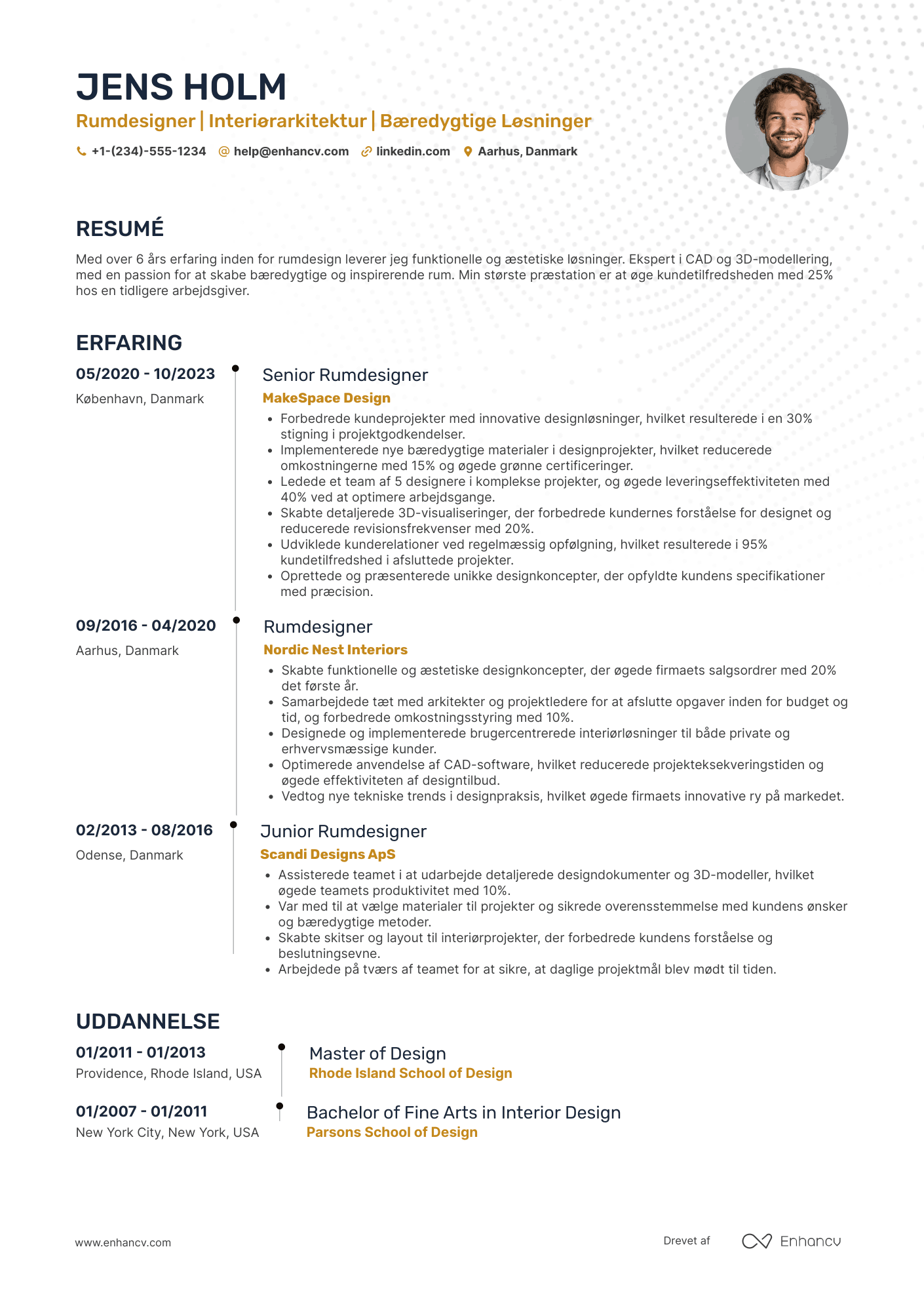 CV til Rumdesigner Resume Example