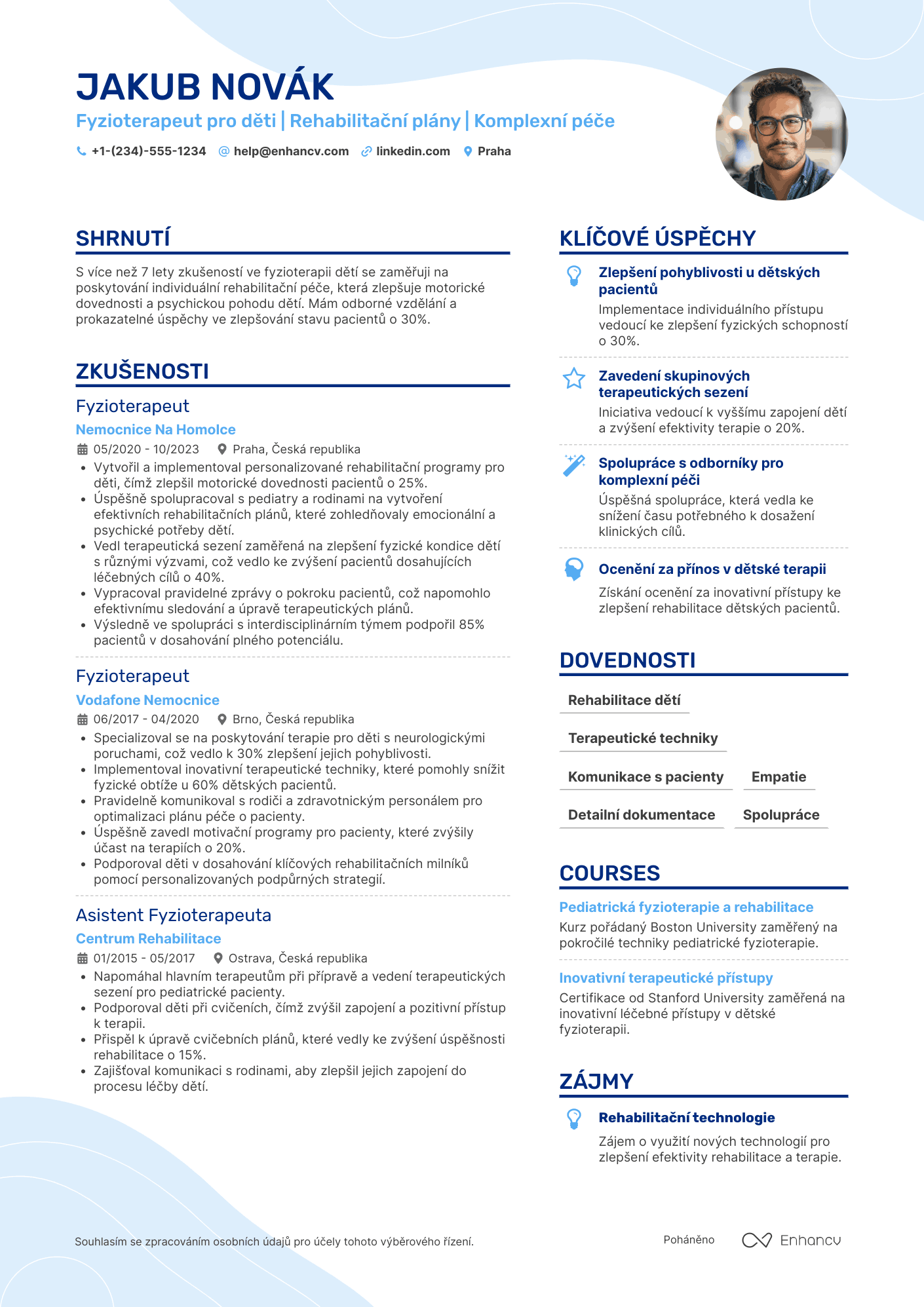 Životopis pro Fyzioterapeut pro děti Resume Example