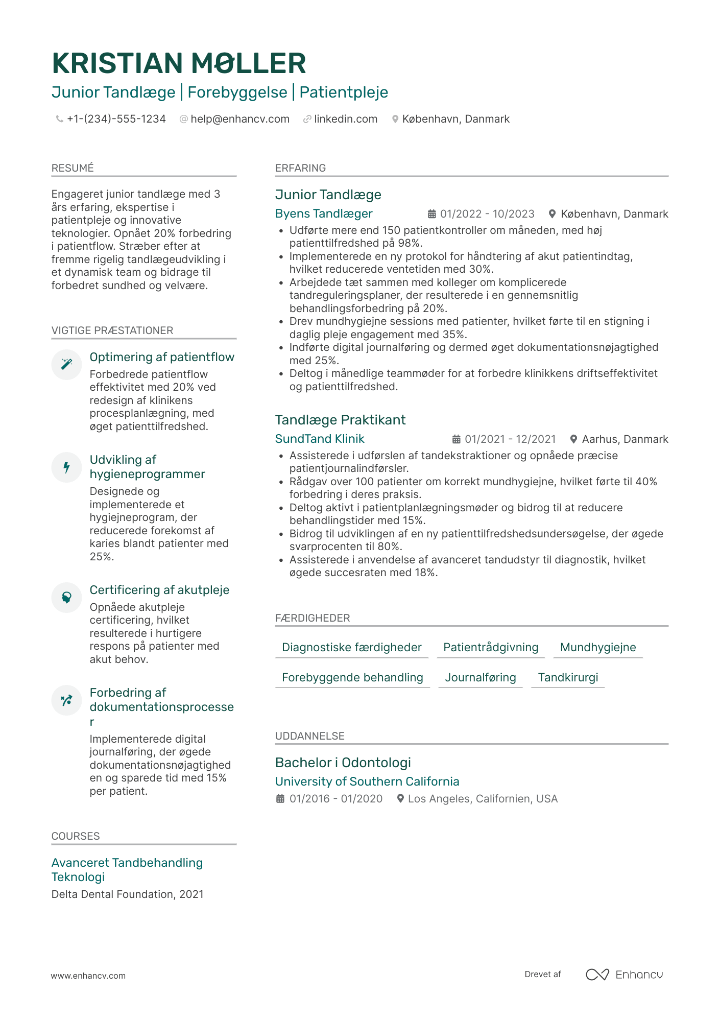 CV til Junior tandlæge Resume Example