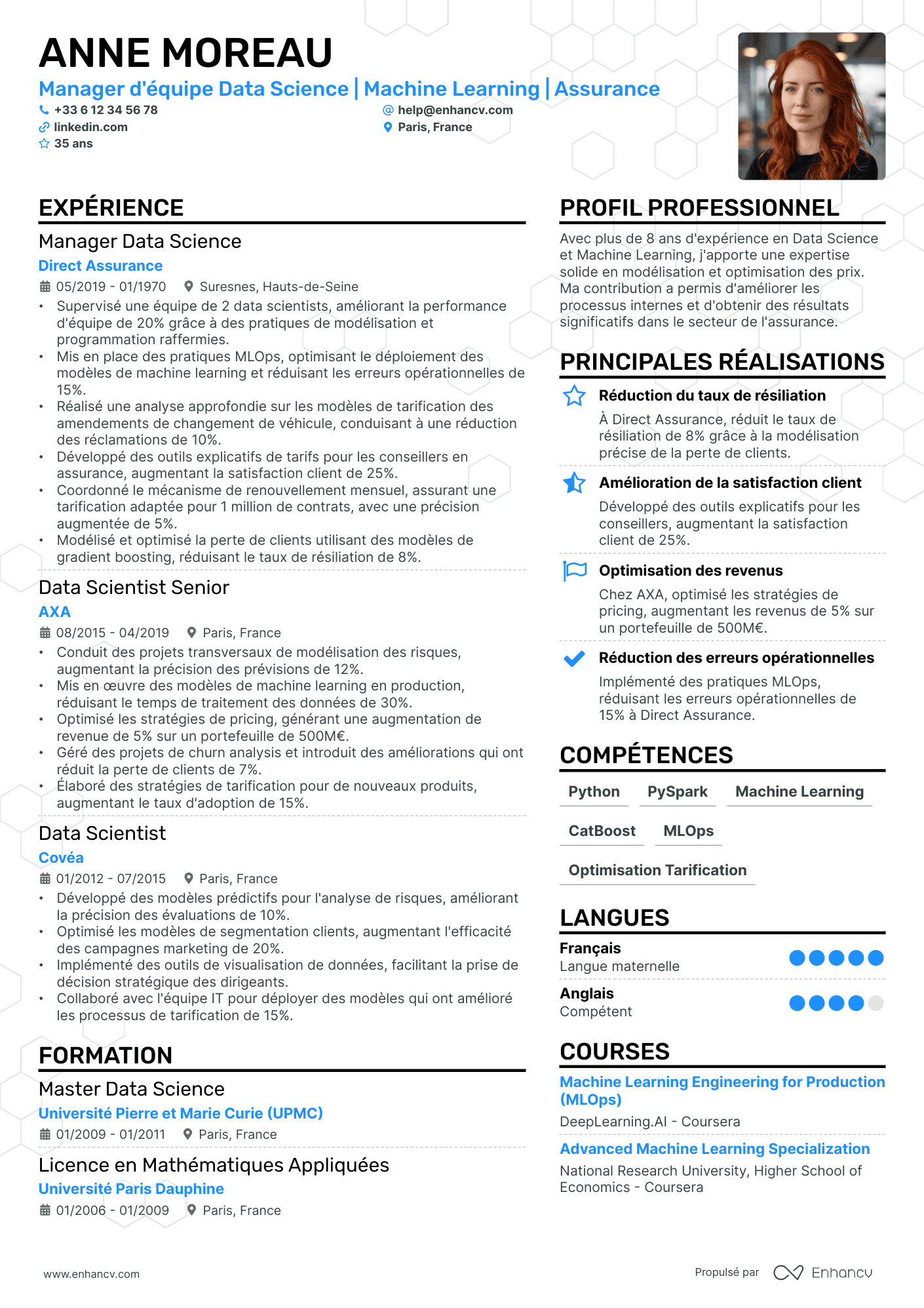 Lead Data Scientist Resume Example