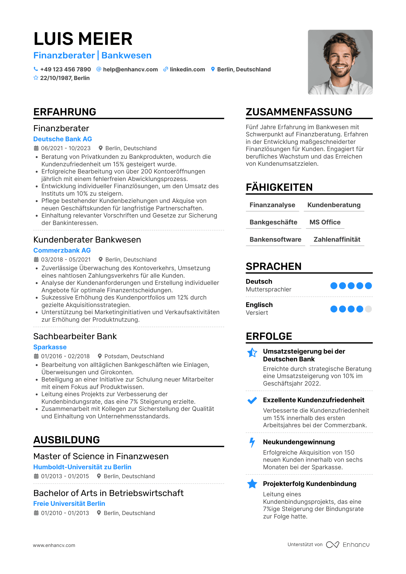 Lebenslauf in Bankkaufmann in der Landesbank Resume Example
