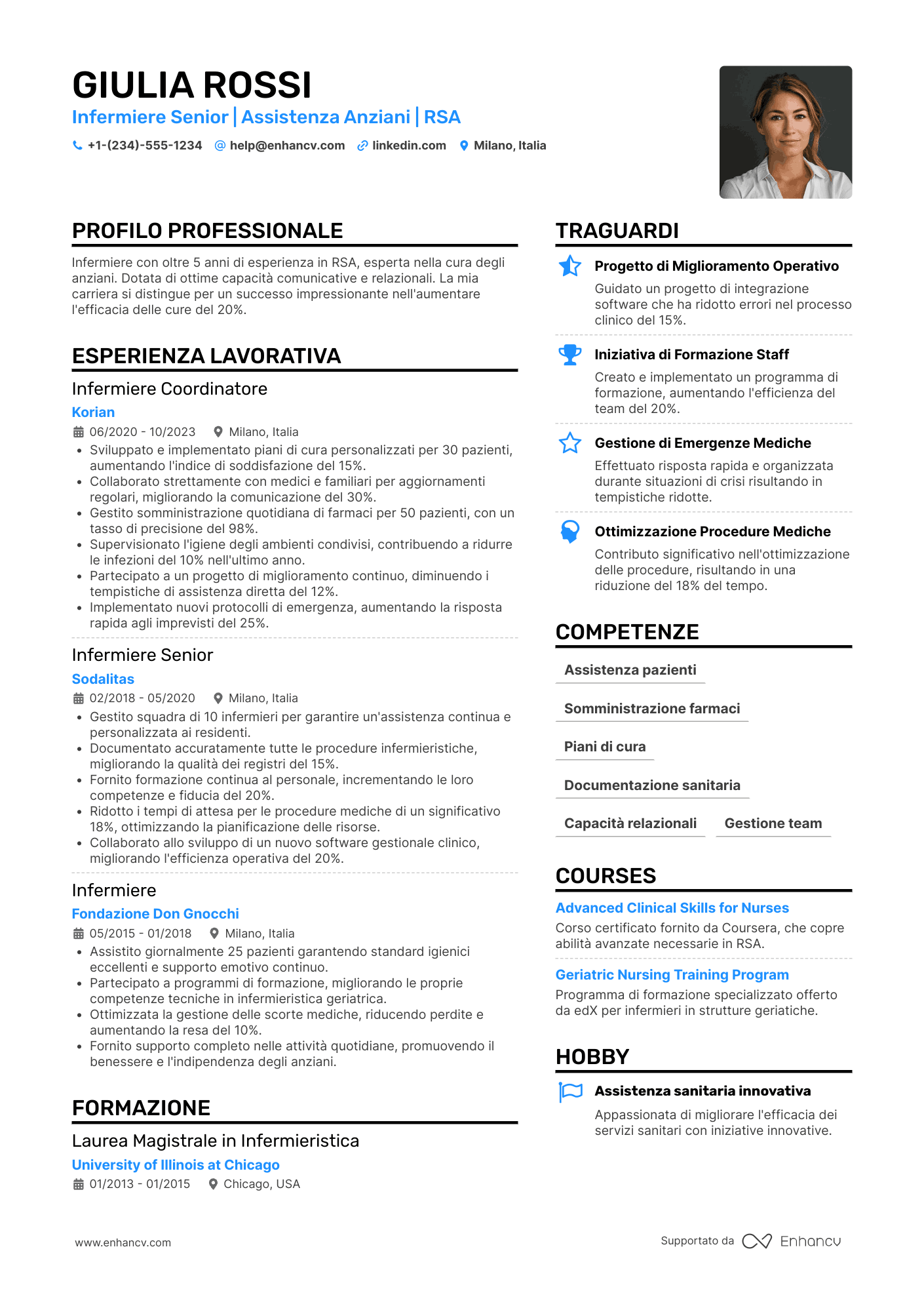 Curriculum infermiere RSA Resume Example