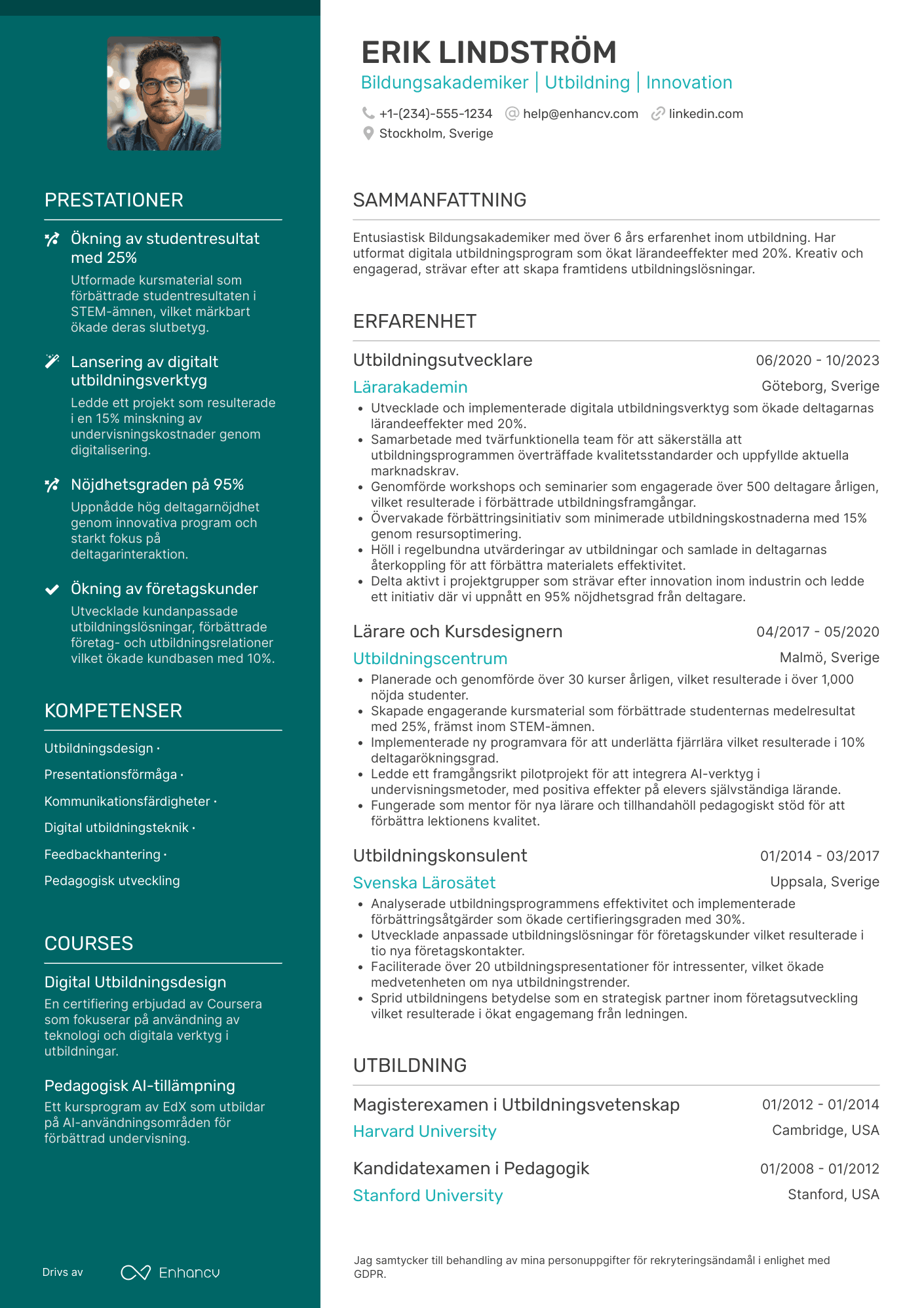 CV för Bildungsakademiker Resume Example