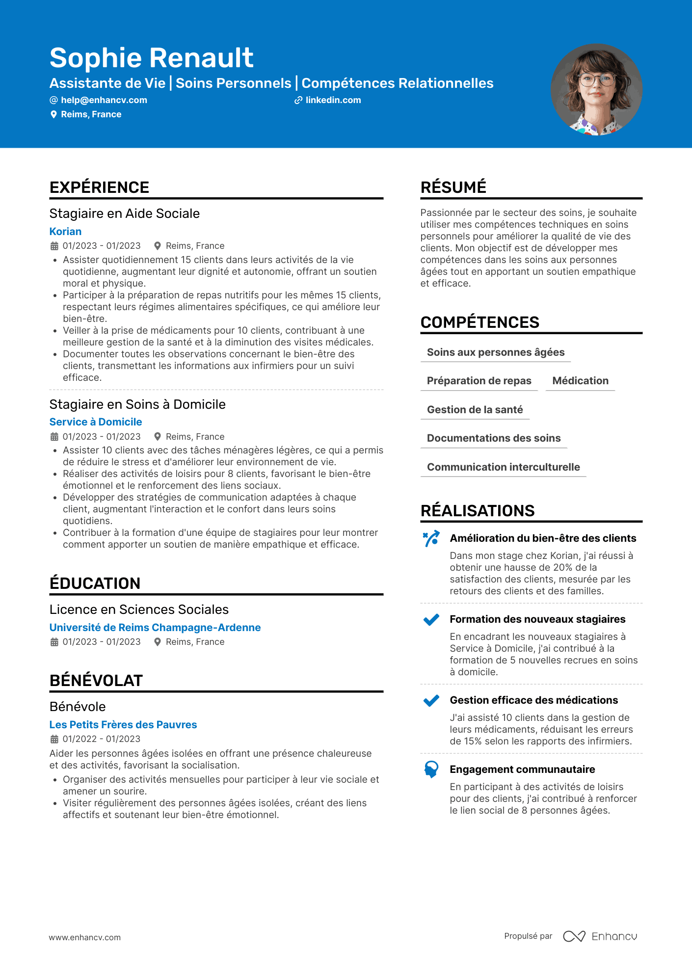 Auxiliaire de vie sans diplôme Resume Example