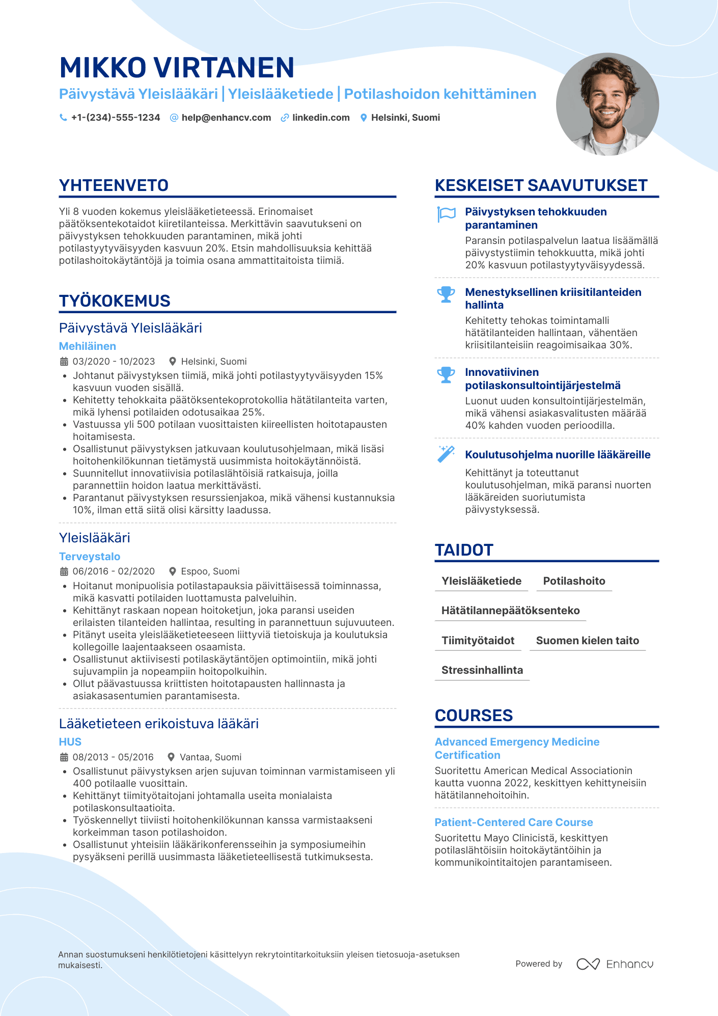 Ansioluettelo Päivystävä Yleislääkäri Resume Example