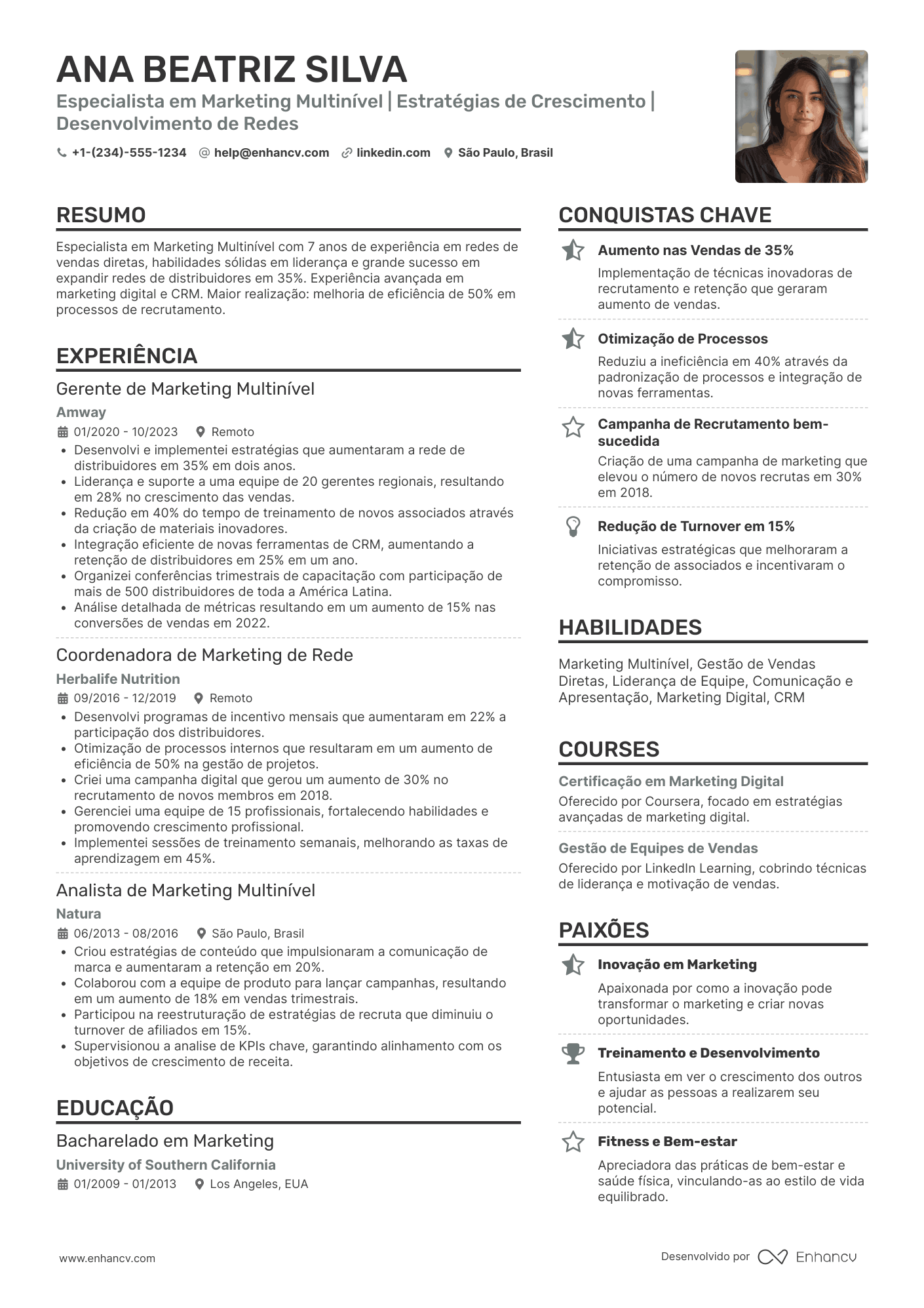 Currículo marketing multinível Resume Example