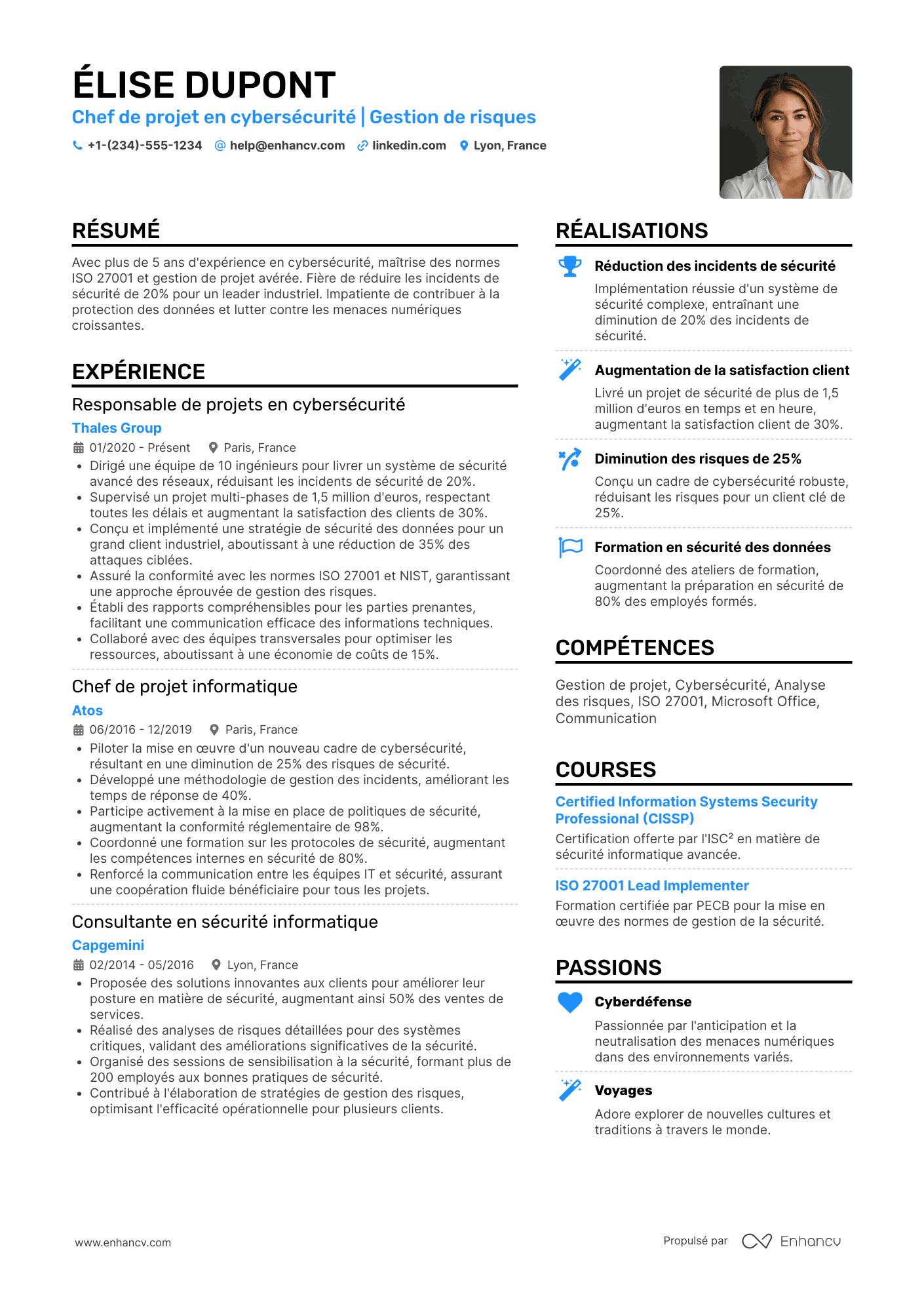 CV de chef·fe de projet en cybersécurité Resume Example