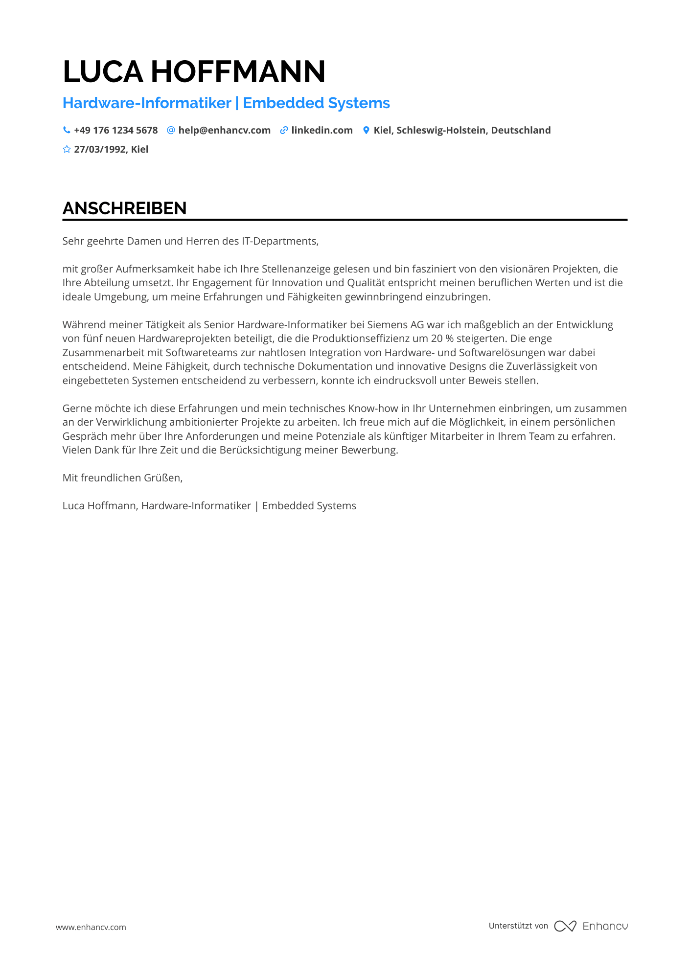 Hardware Informatiker Resume Example