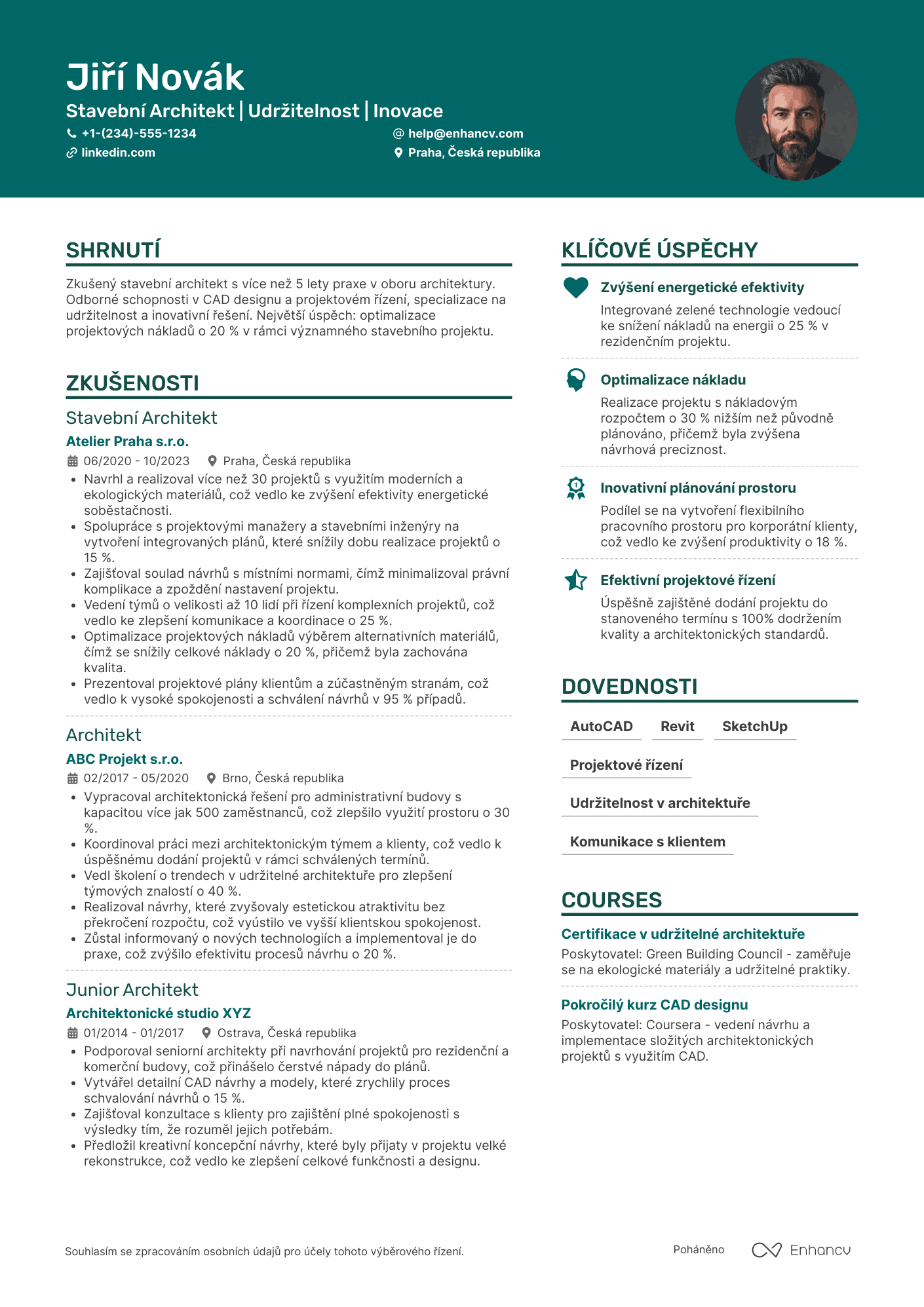 Životopis pro Stavební architekt Resume Example