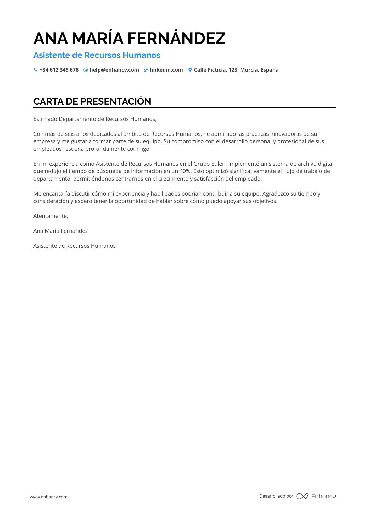 Asistente de Recursos Humanos Resume Example