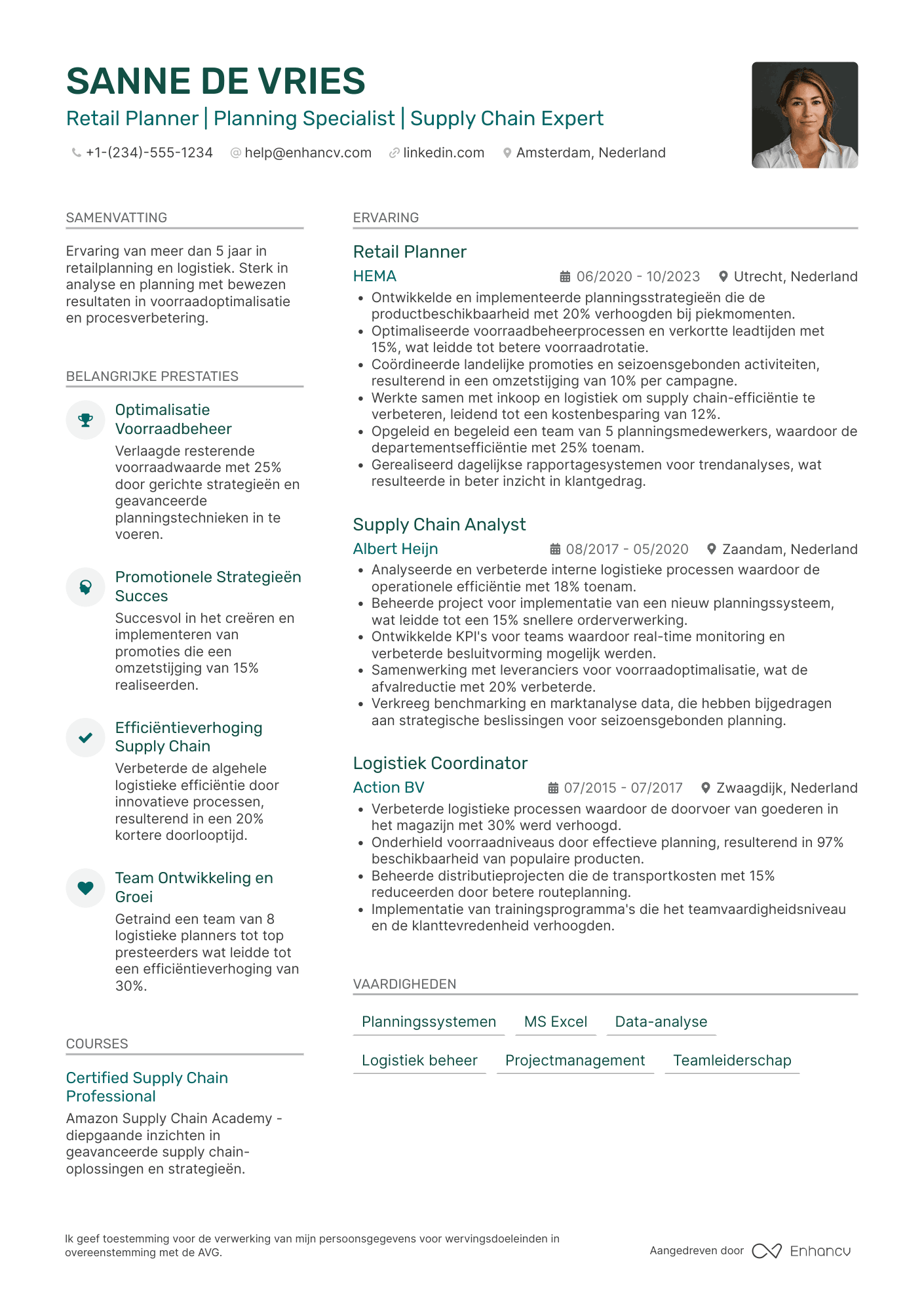 CV voor Kruidvat Retail Planner Resume Example