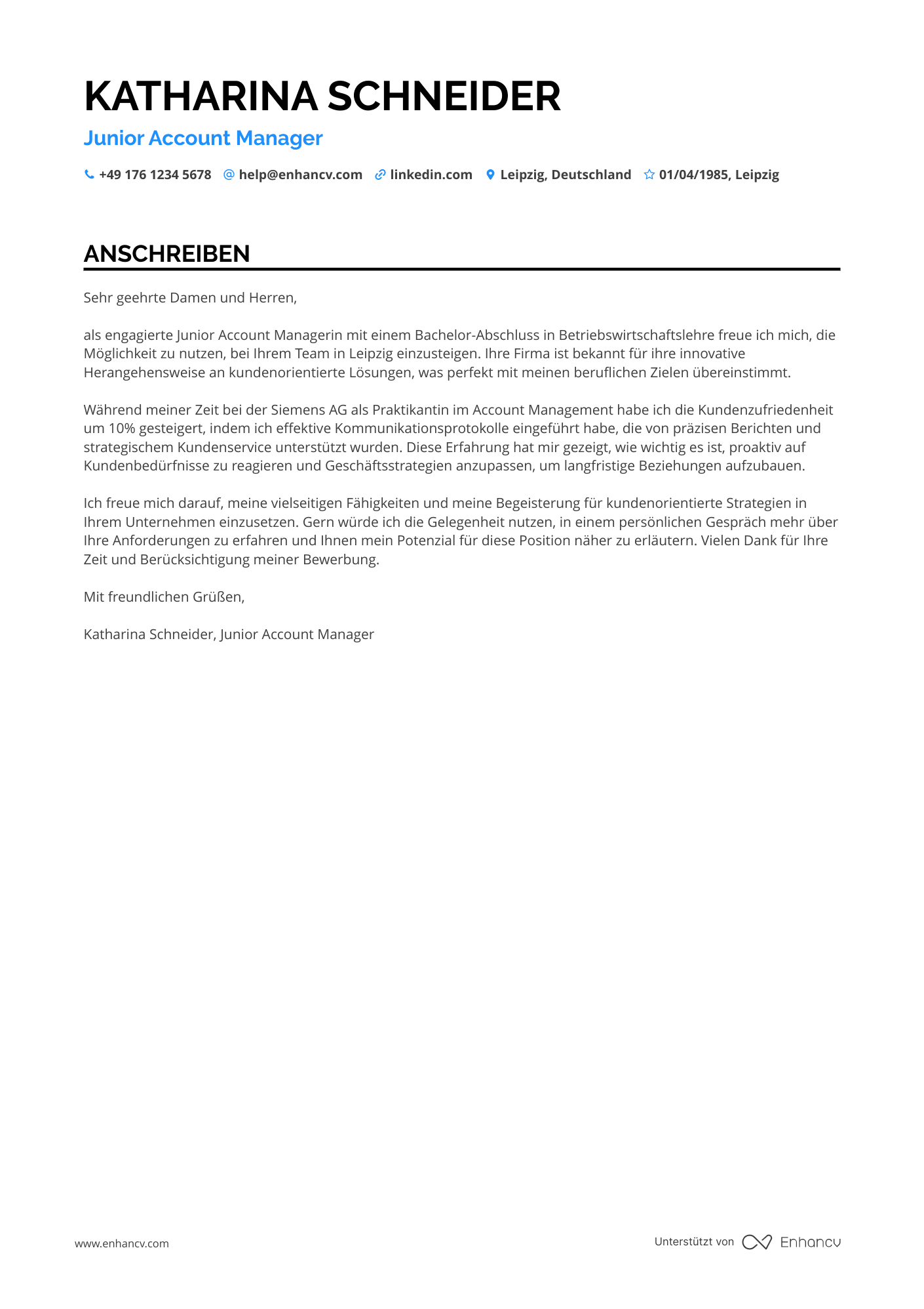 Junior Account Manager Resume Example