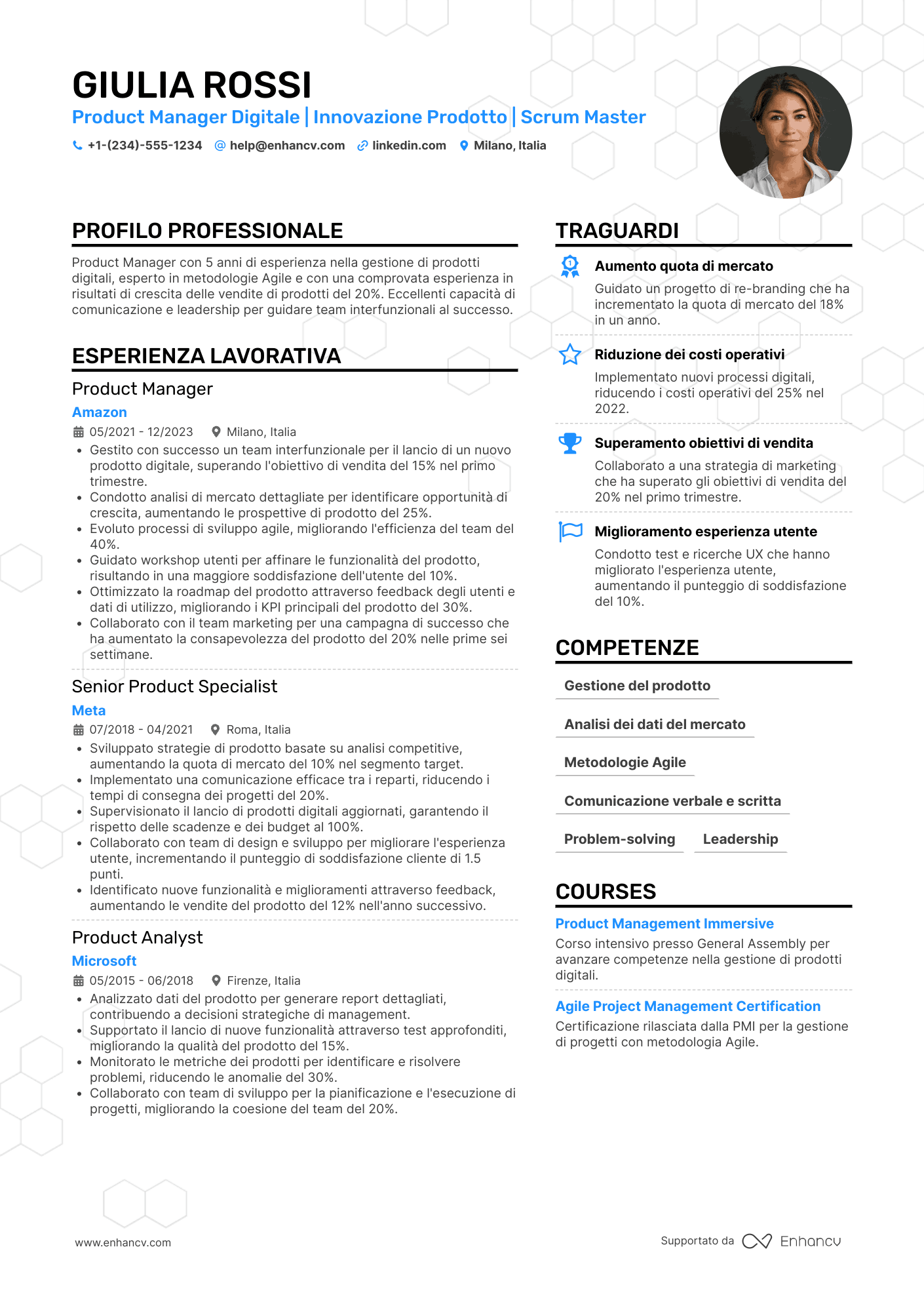 Product Manager Digital Resume Example
