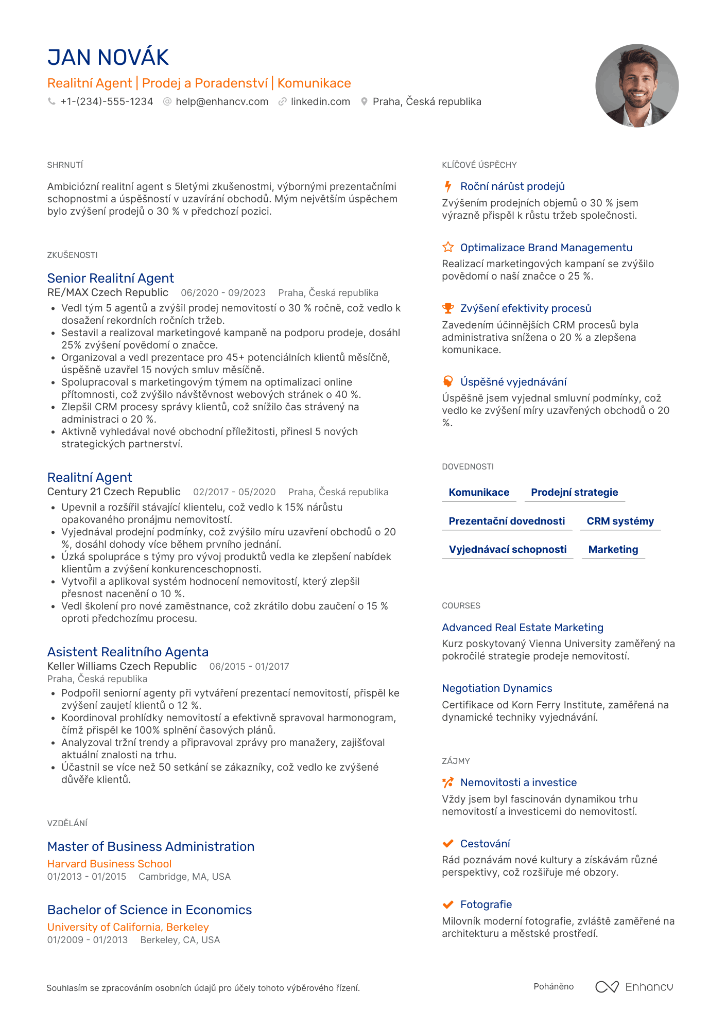 Životopis pro Realitní agent poradce Resume Example