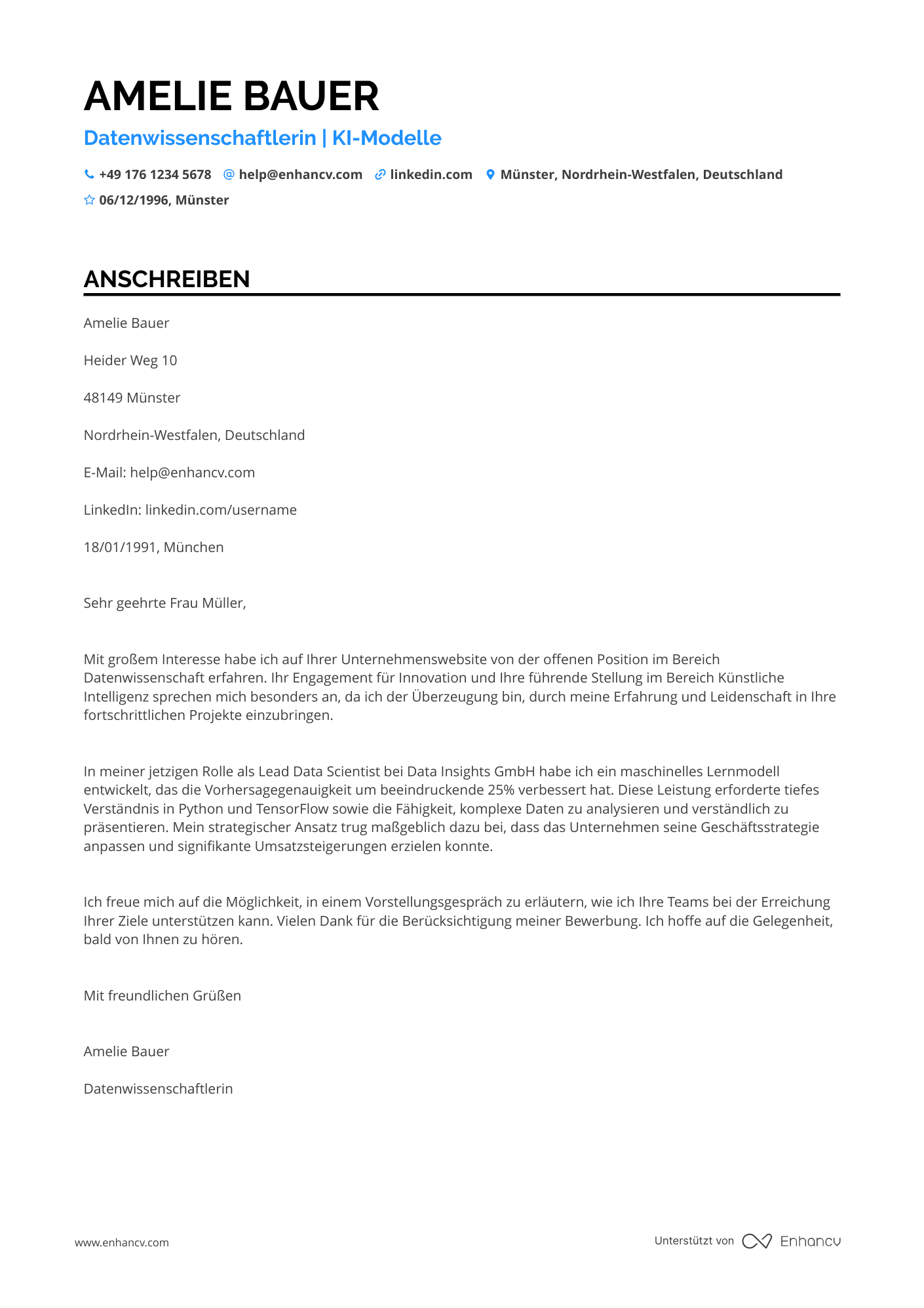 Datenwissenschaftler für künstliche Intelligenz Resume Example