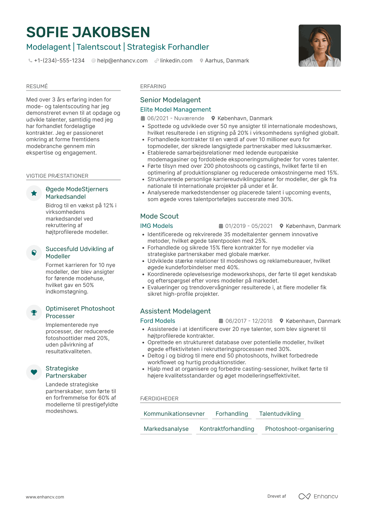 CV til Modelagent Resume Example