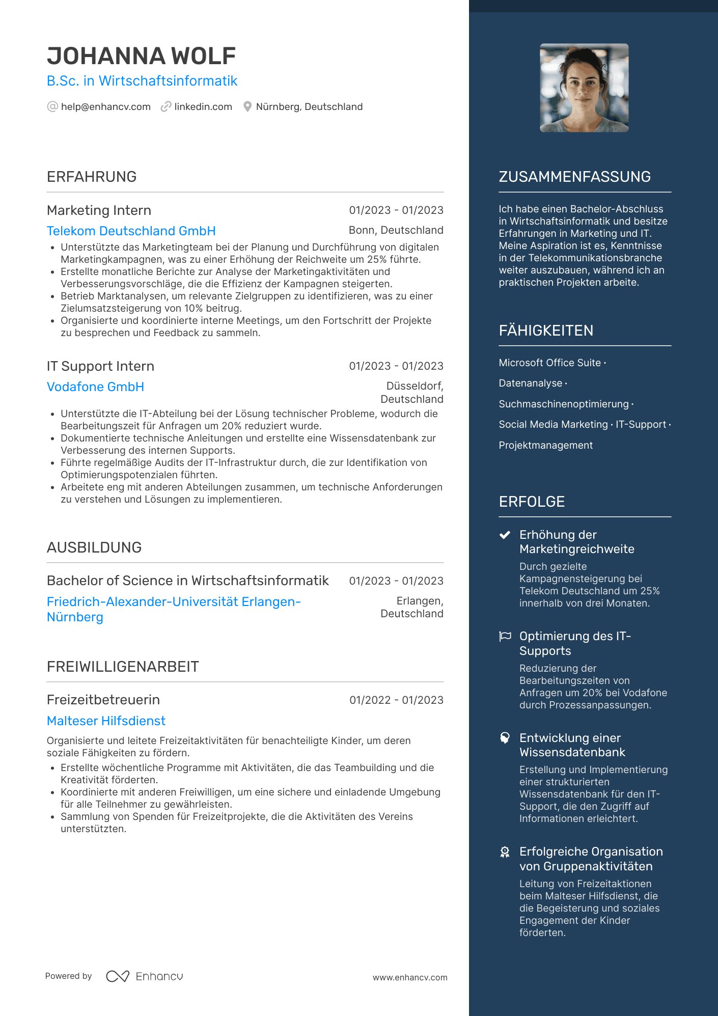 Student:in ohne Berufserfahrung Resume Example