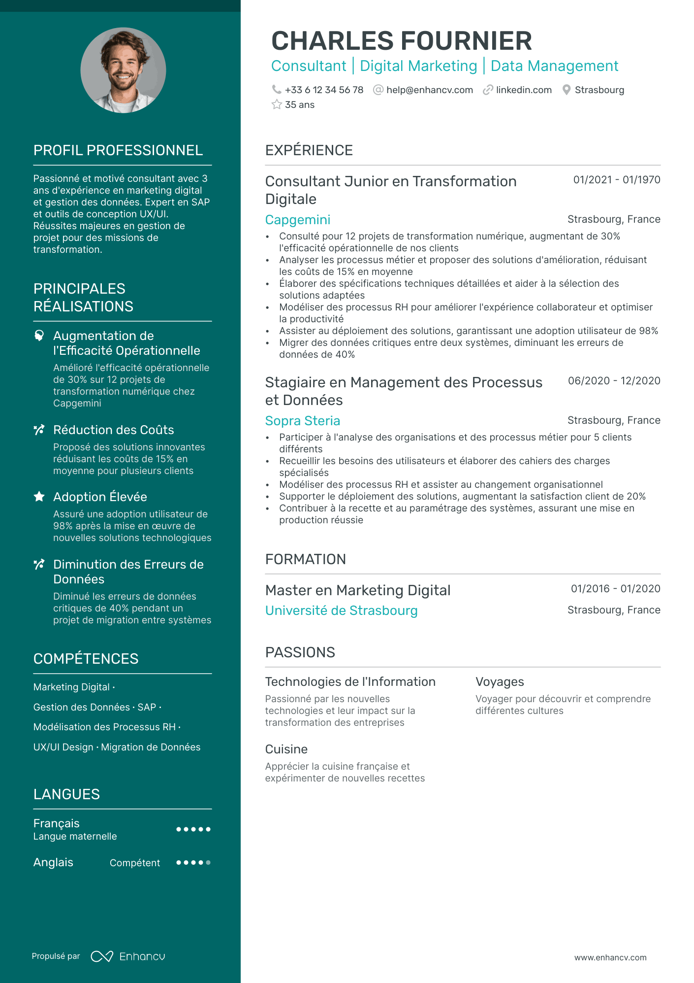 Consultant RH junior Resume Example