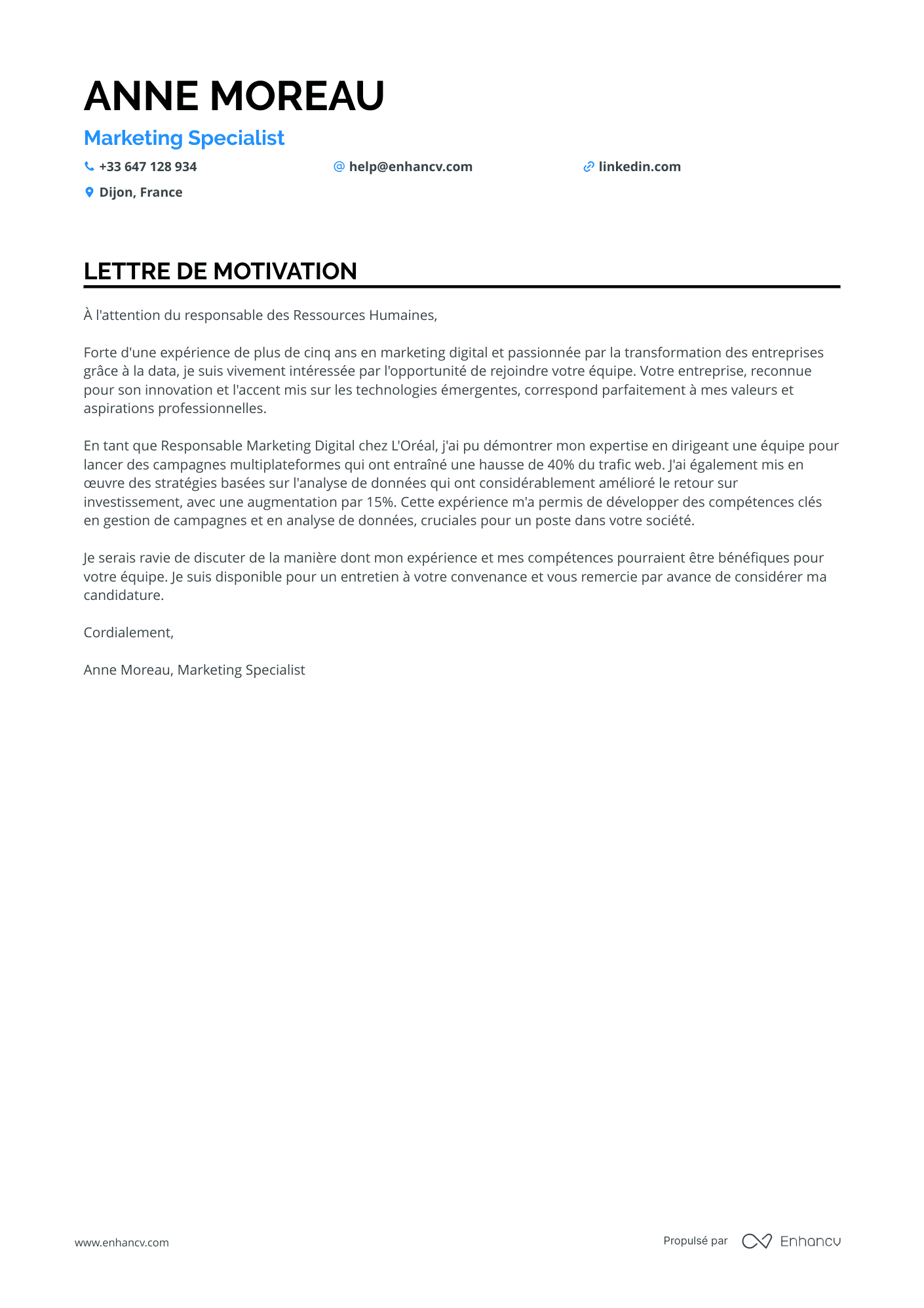 Coordinateur Marketing Resume Example