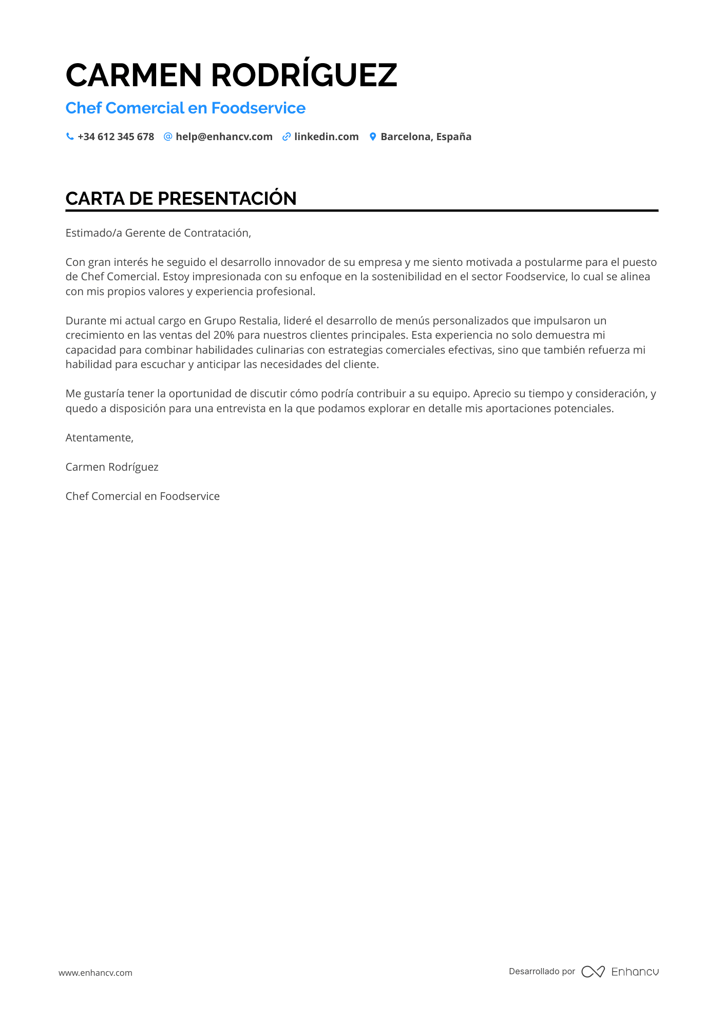 Chef Senior Resume Example