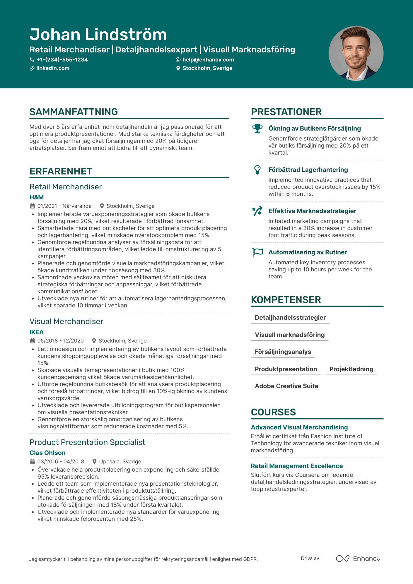 CV för Retail Merchandiser Resume Example