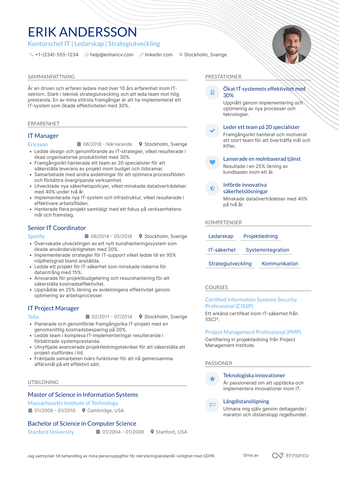 CV för Kontorschef IT Resume Example