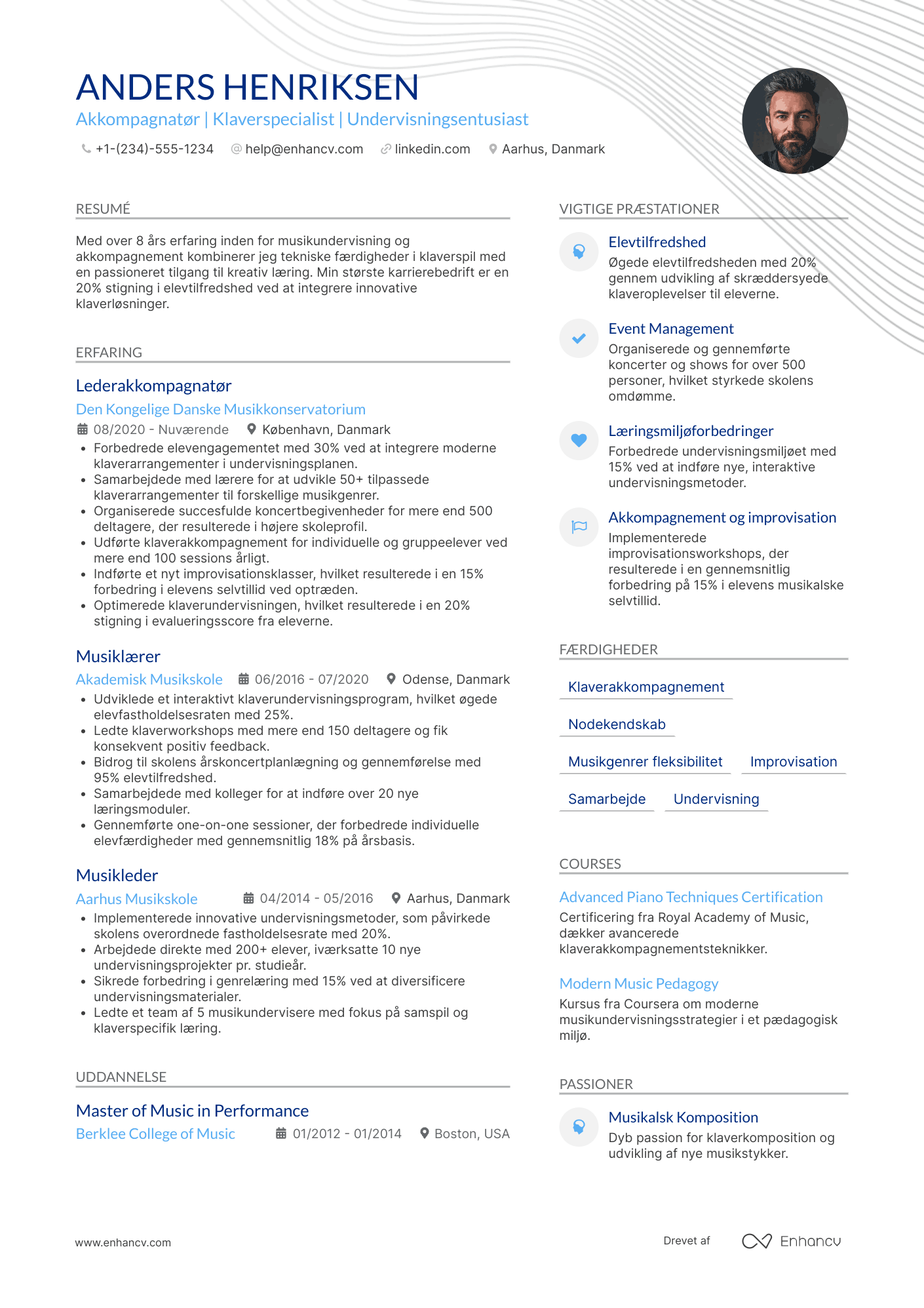 CV til Akkompagnatør Resume Example