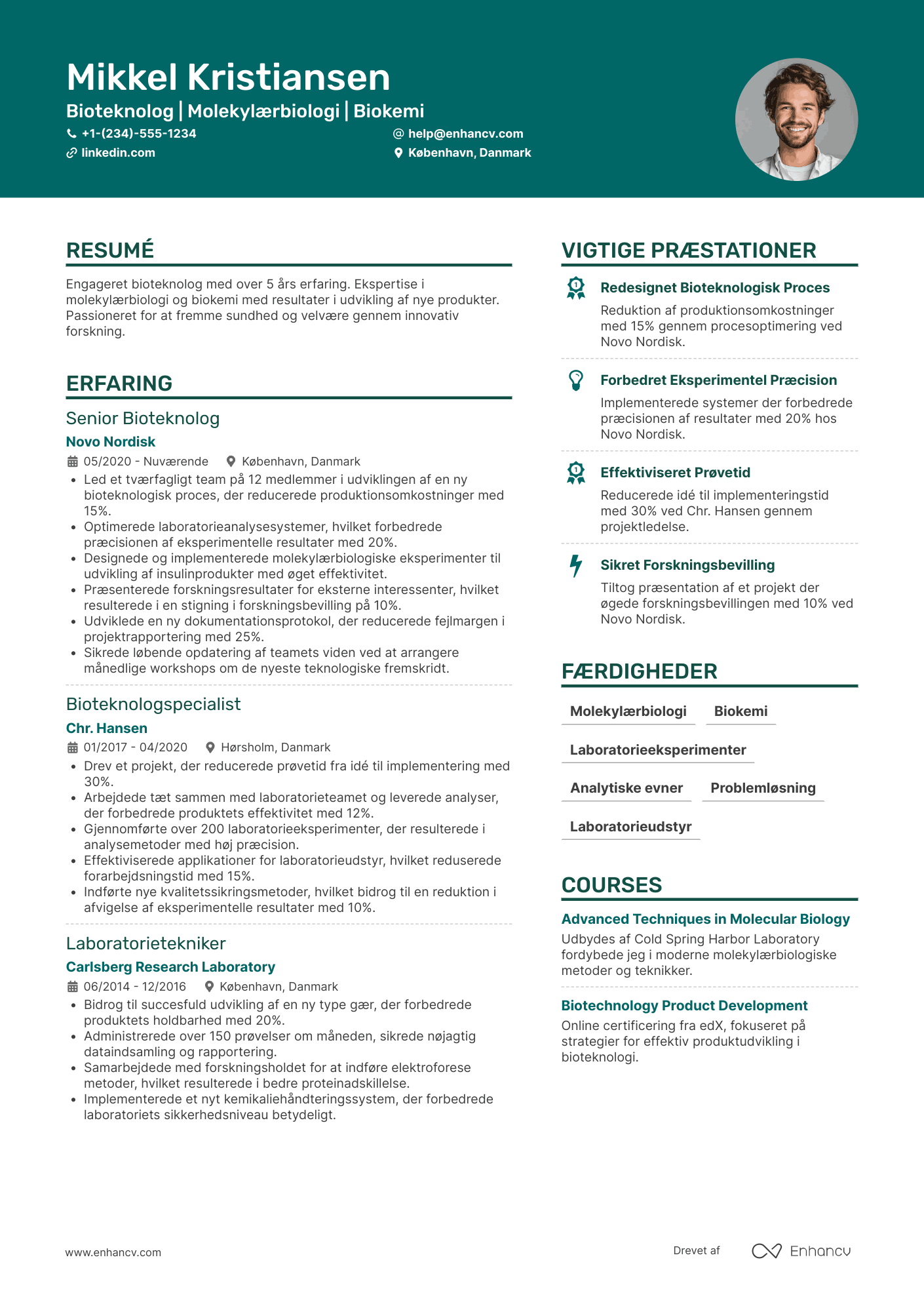 CV til Bioteknolog Resume Example