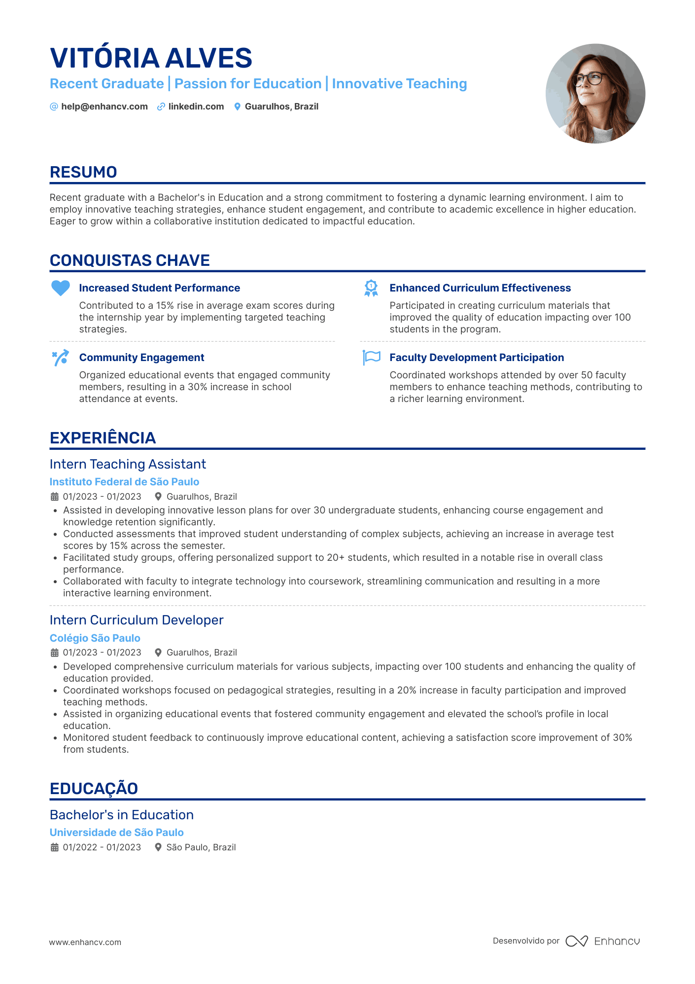Professor sem experiência Resume Example