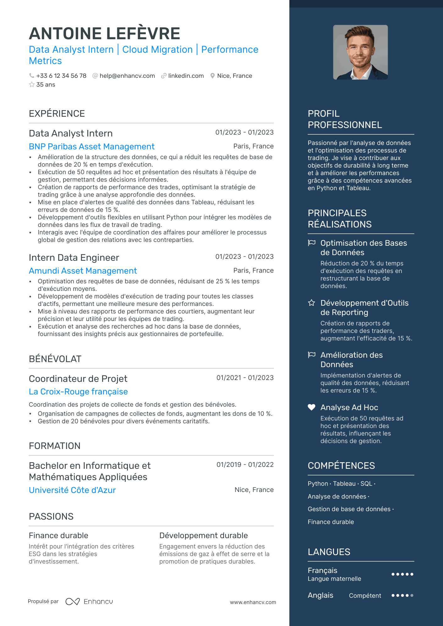 Étudiant en Sciences Informatiques Resume Example