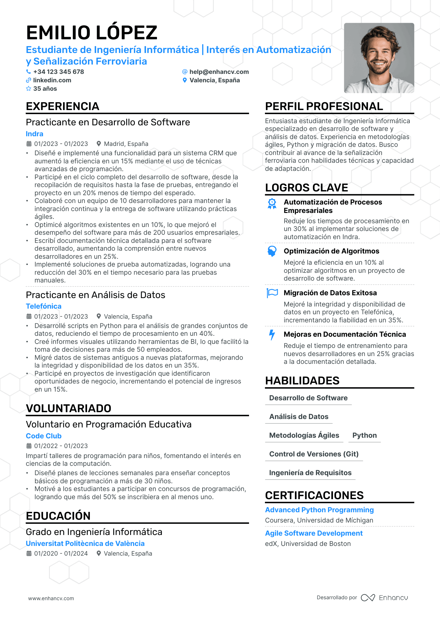 Estudiante de Prácticas en Informática Resume Example