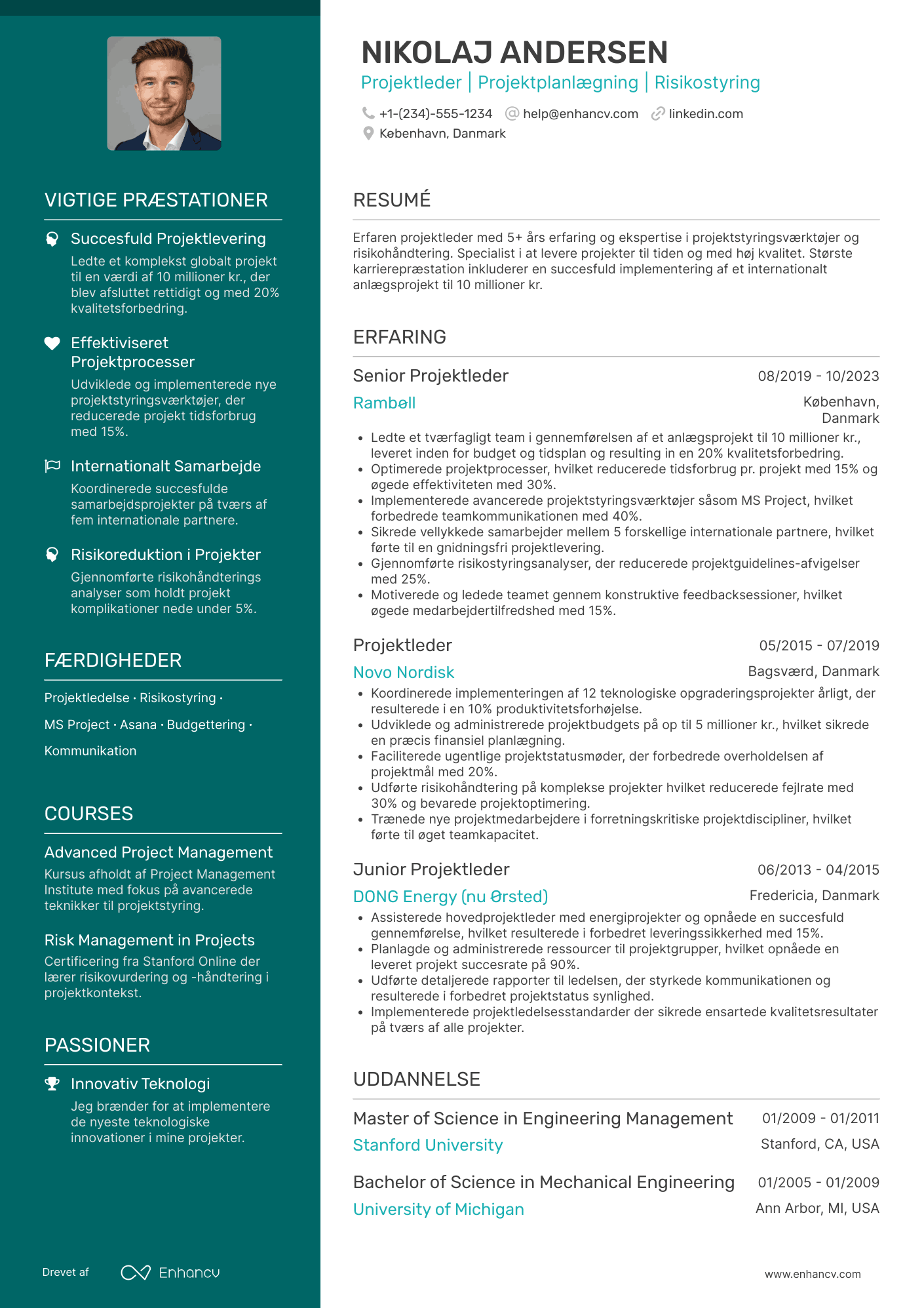 CV til Projektleder Resume Example