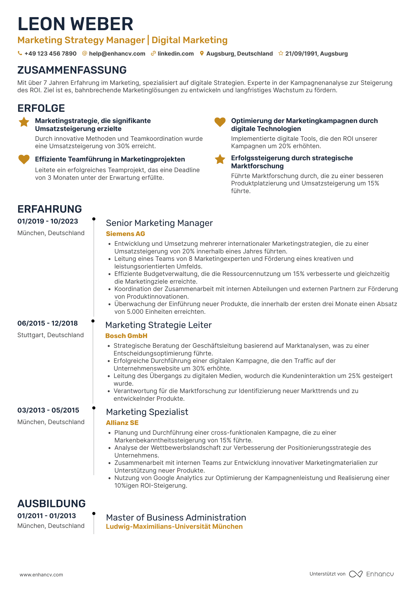 Lebenslauf als Marketing Strategie Manager Resume Example
