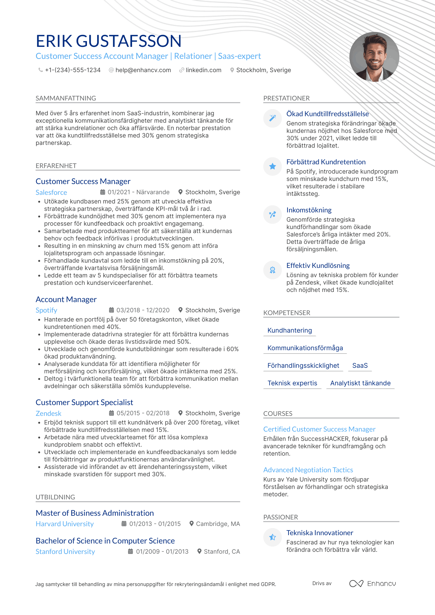 CV för Customer Success Account Manager Resume Example