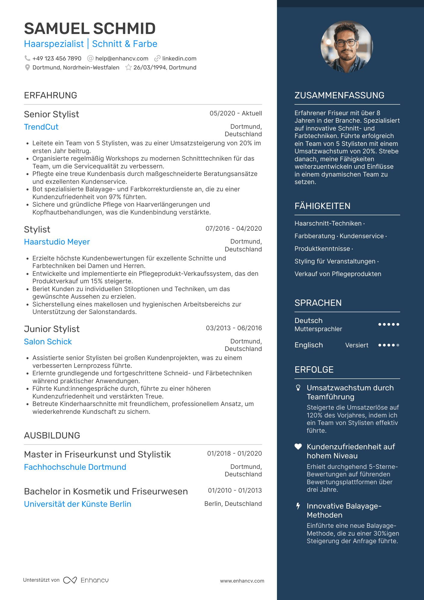 Lebenslauf in Friseurin in der Schönheitsindustrie Resume Example