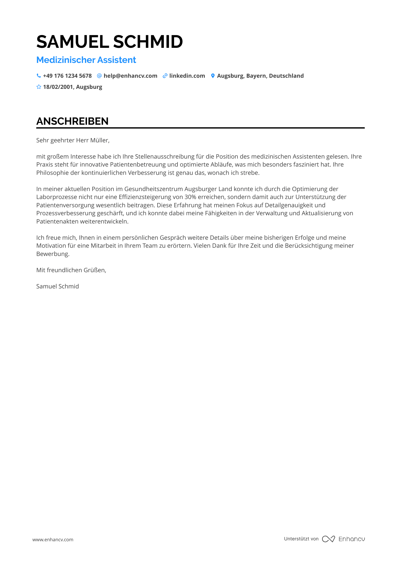 Arzthelferin mit Laborerfahrung Resume Example