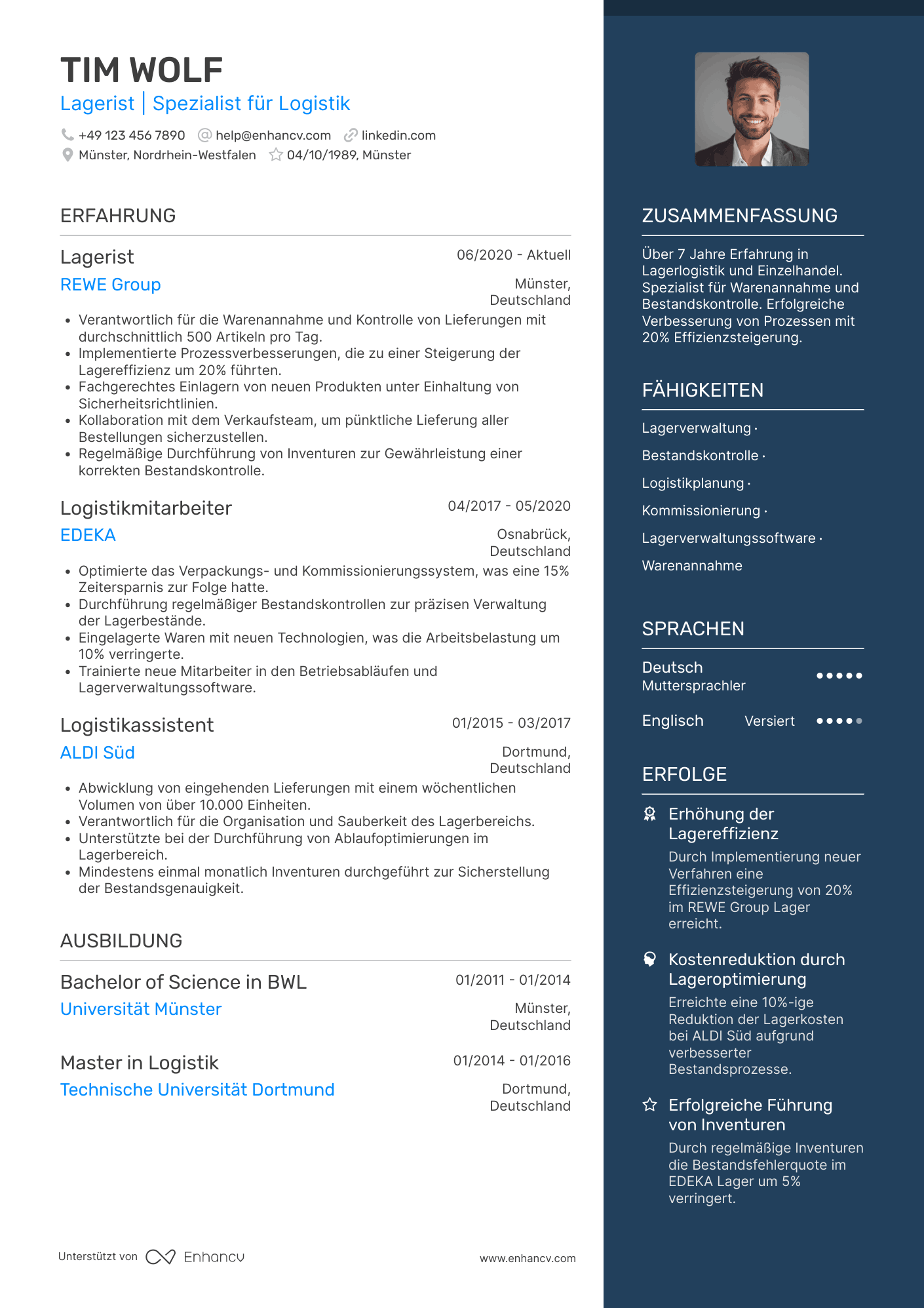 Lebenslauf in Lagerist im Einzelhandel Resume Example