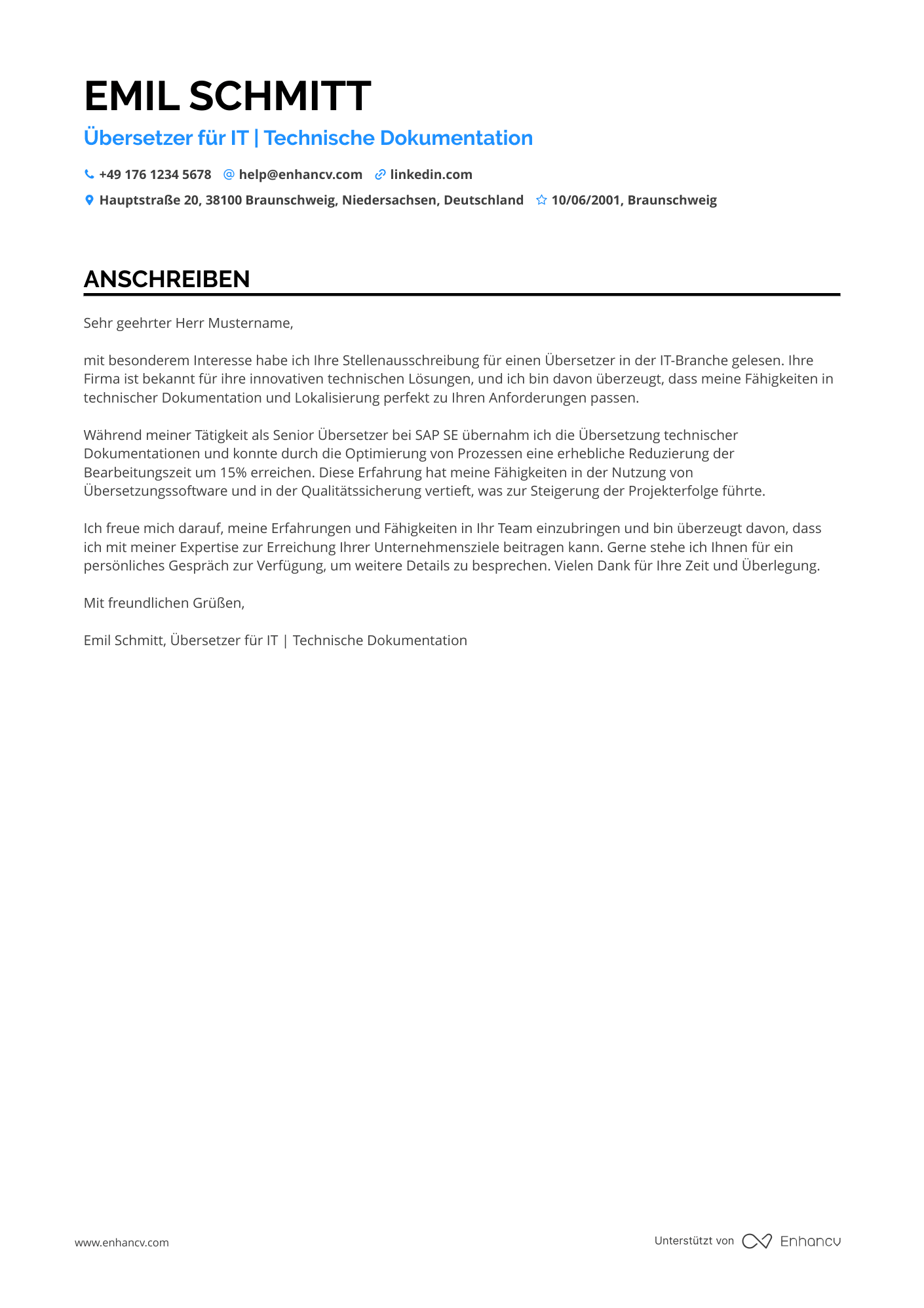 Übersetzer für die IT Branche Resume Example