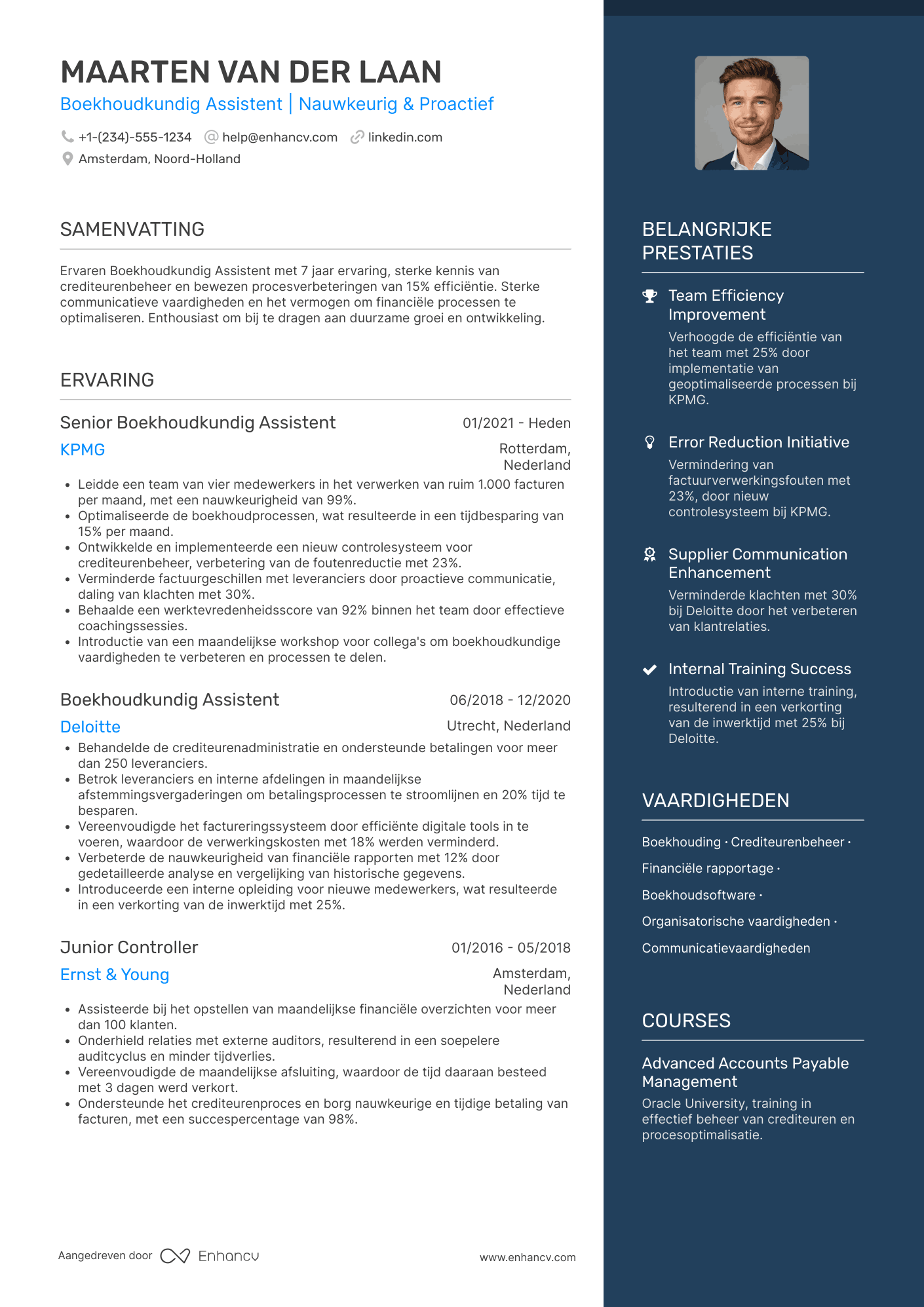 CV voor Boekhoudkundig Assistent Crediteurenadministratie Resume Example
