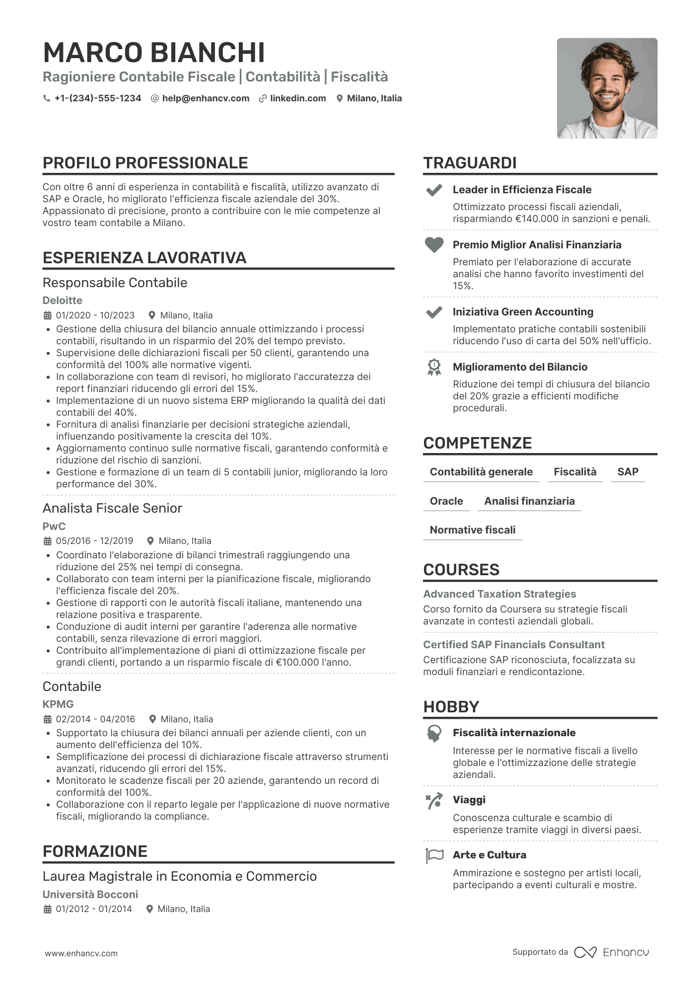Curriculum vitae ragioniere contabile fiscale Resume Example