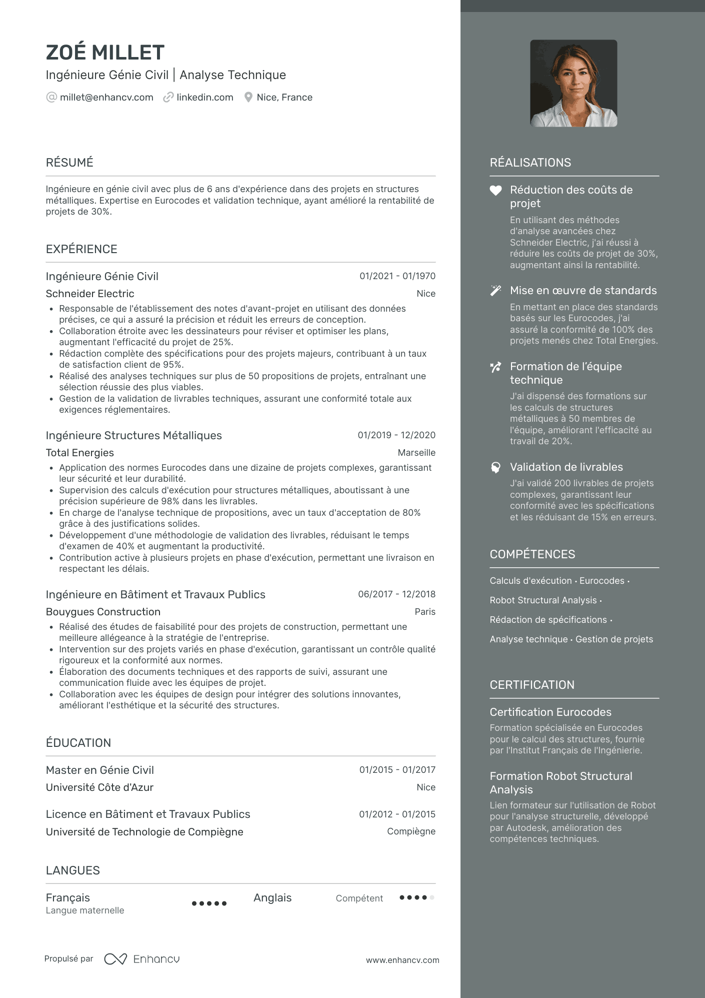 Ingénieur Civil Resume Example