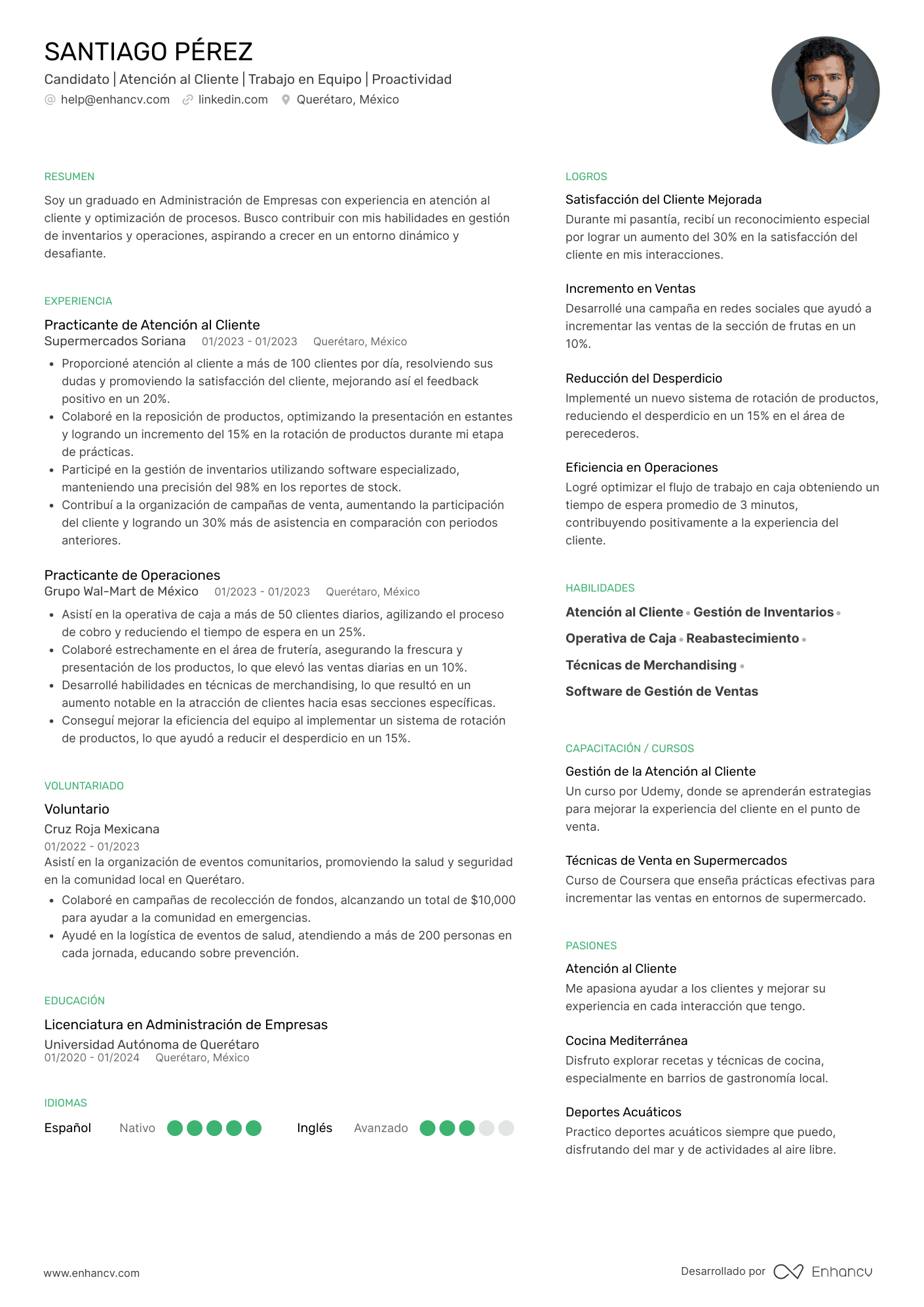 Dependienta de supermercado Resume Example