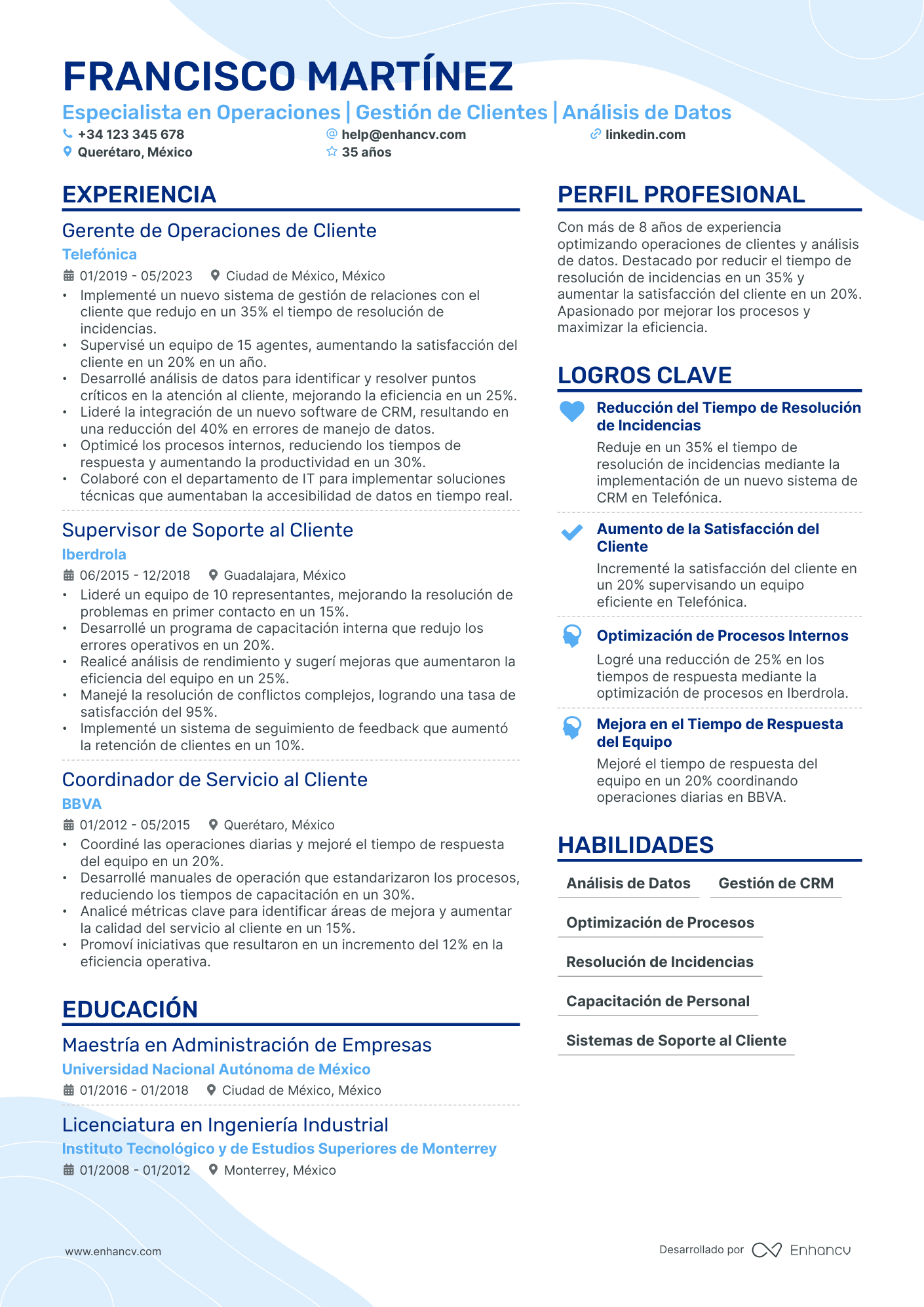 Gerente de Proyecto Senior Resume Example