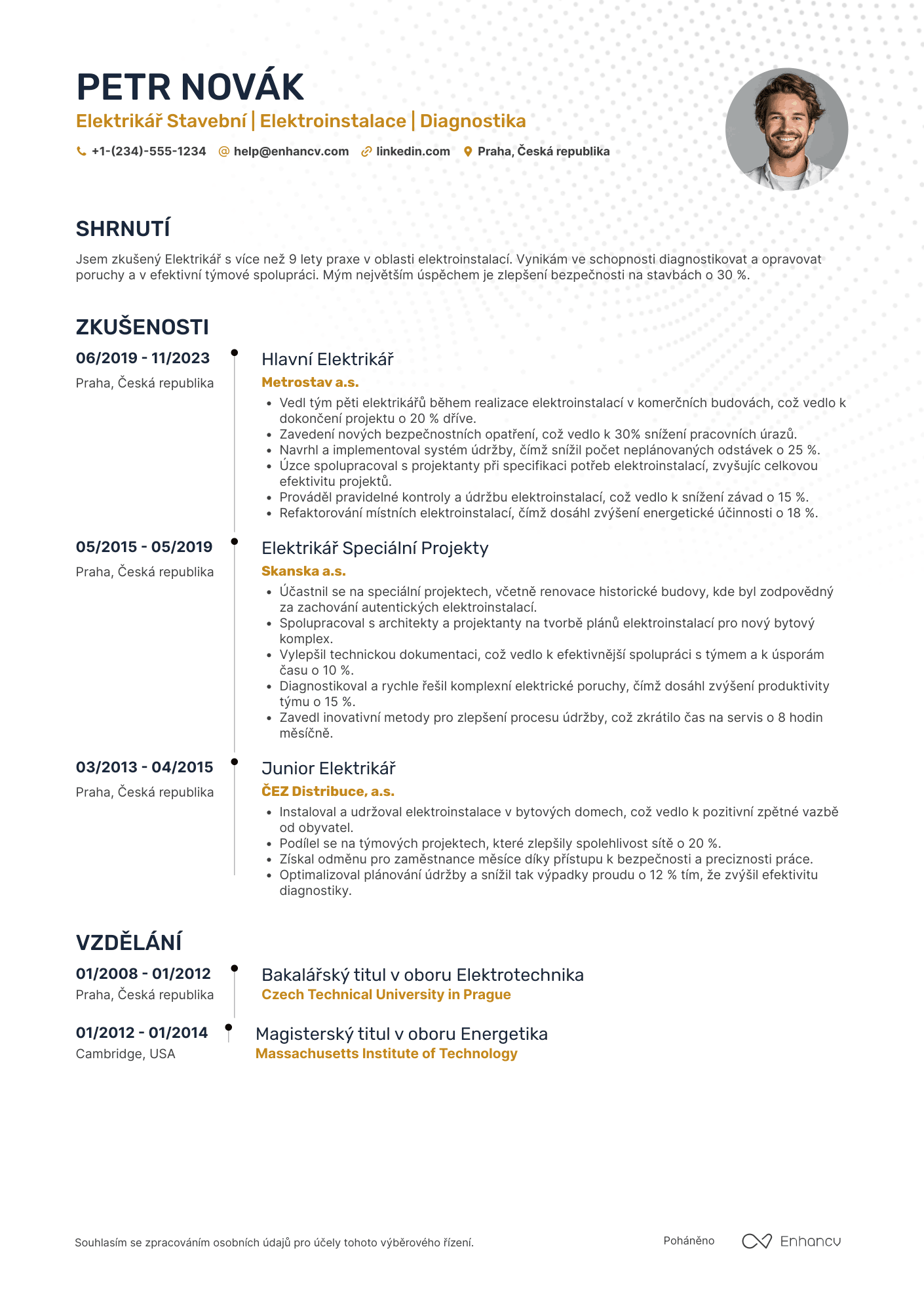 Životopis pro Elektrikář Stavební Resume Example