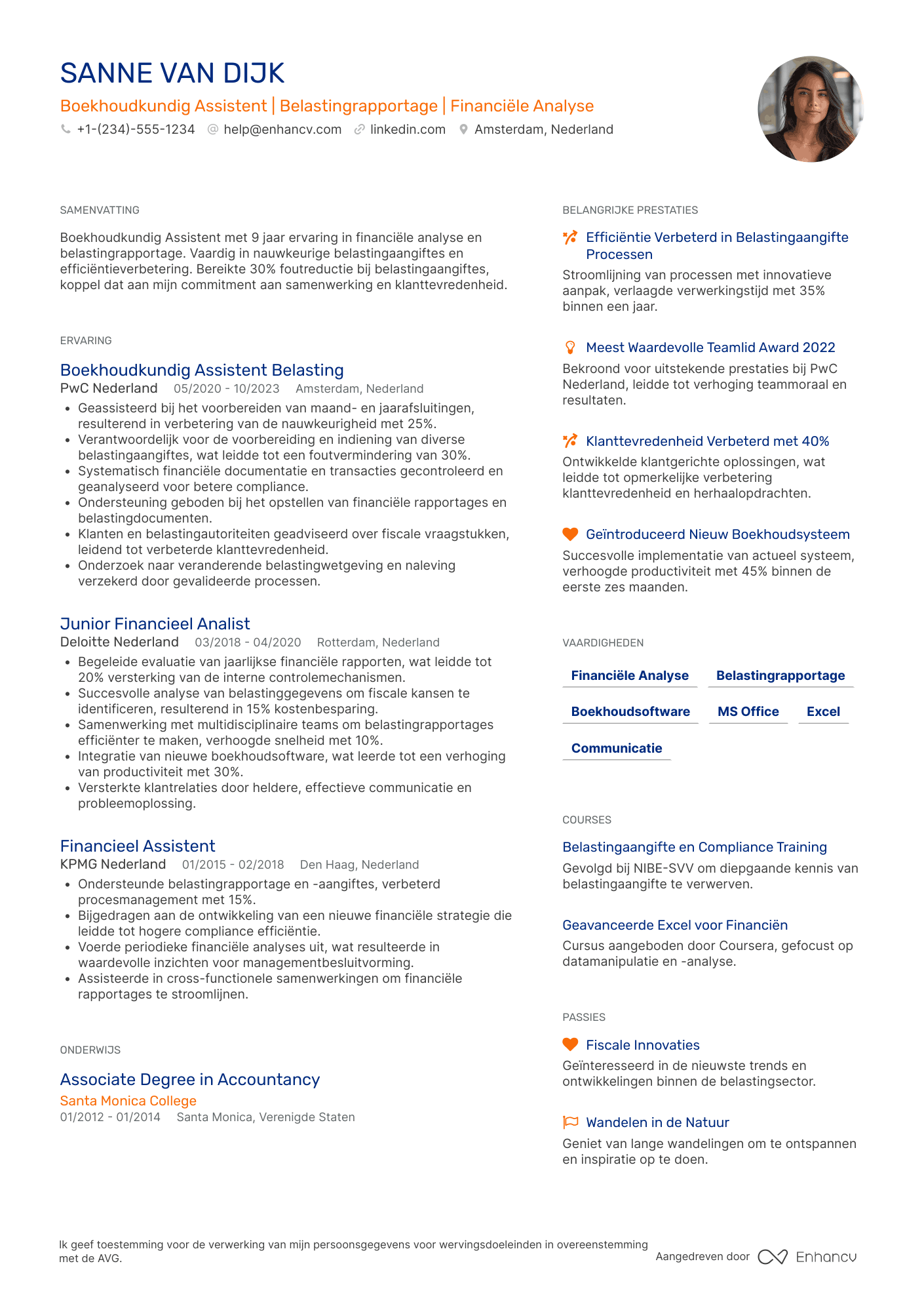 CV voor Boekhoudkundig Assistent Belastingrapportage Resume Example