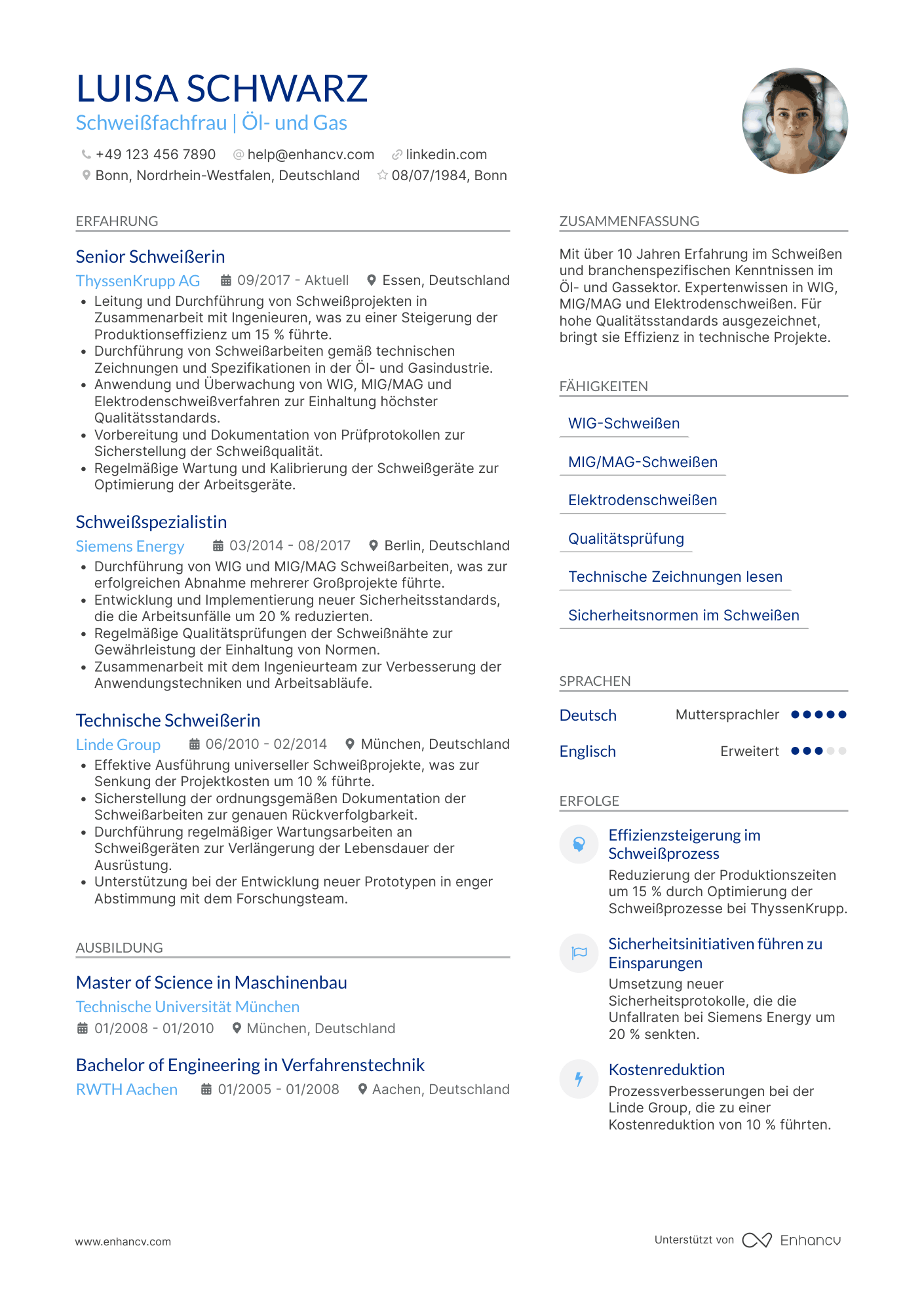 Lebenslauf in Öl  und Gas Schweißer Resume Example
