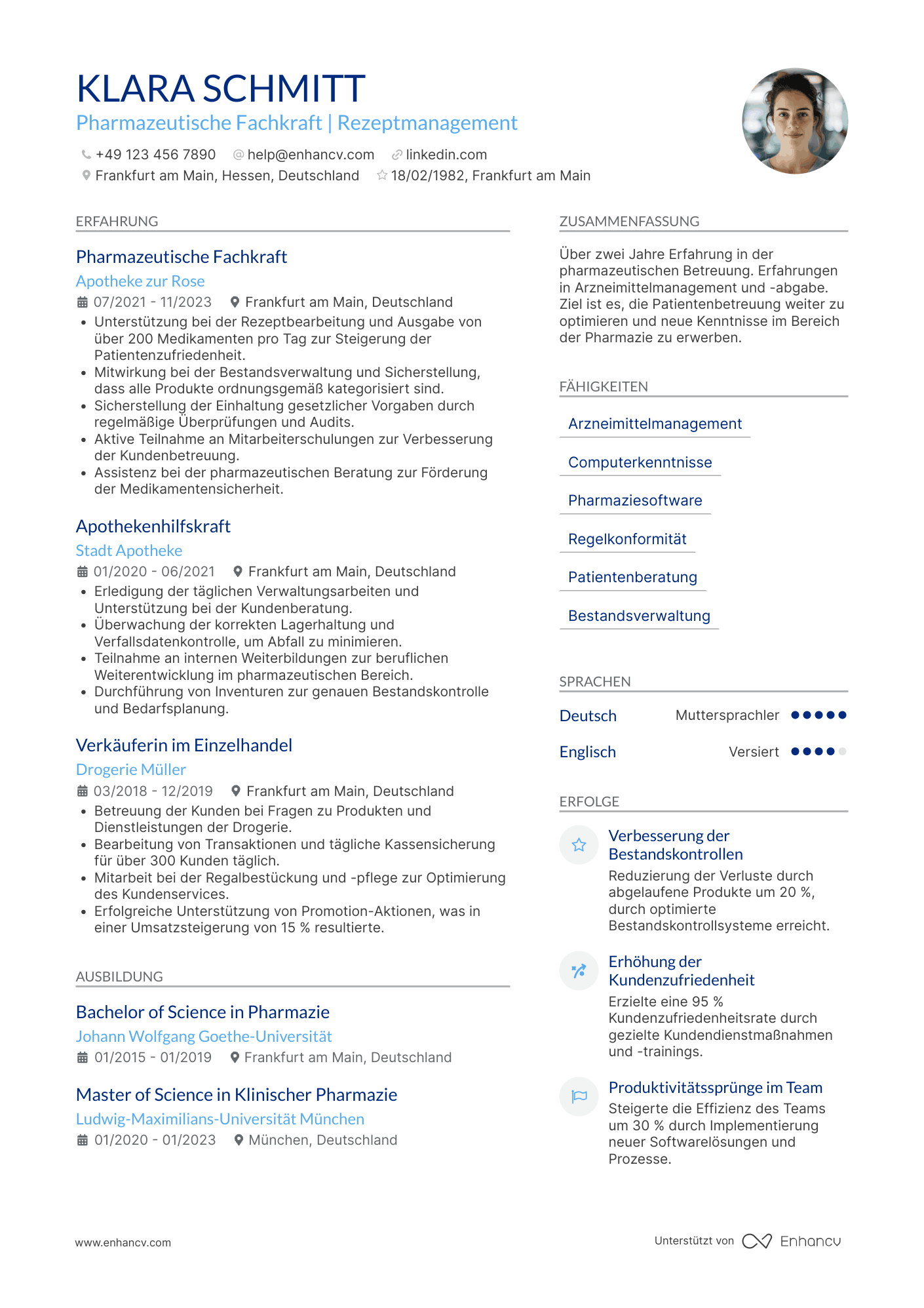 Lebenslauf als Apotheker in der Ausbildung Resume Example