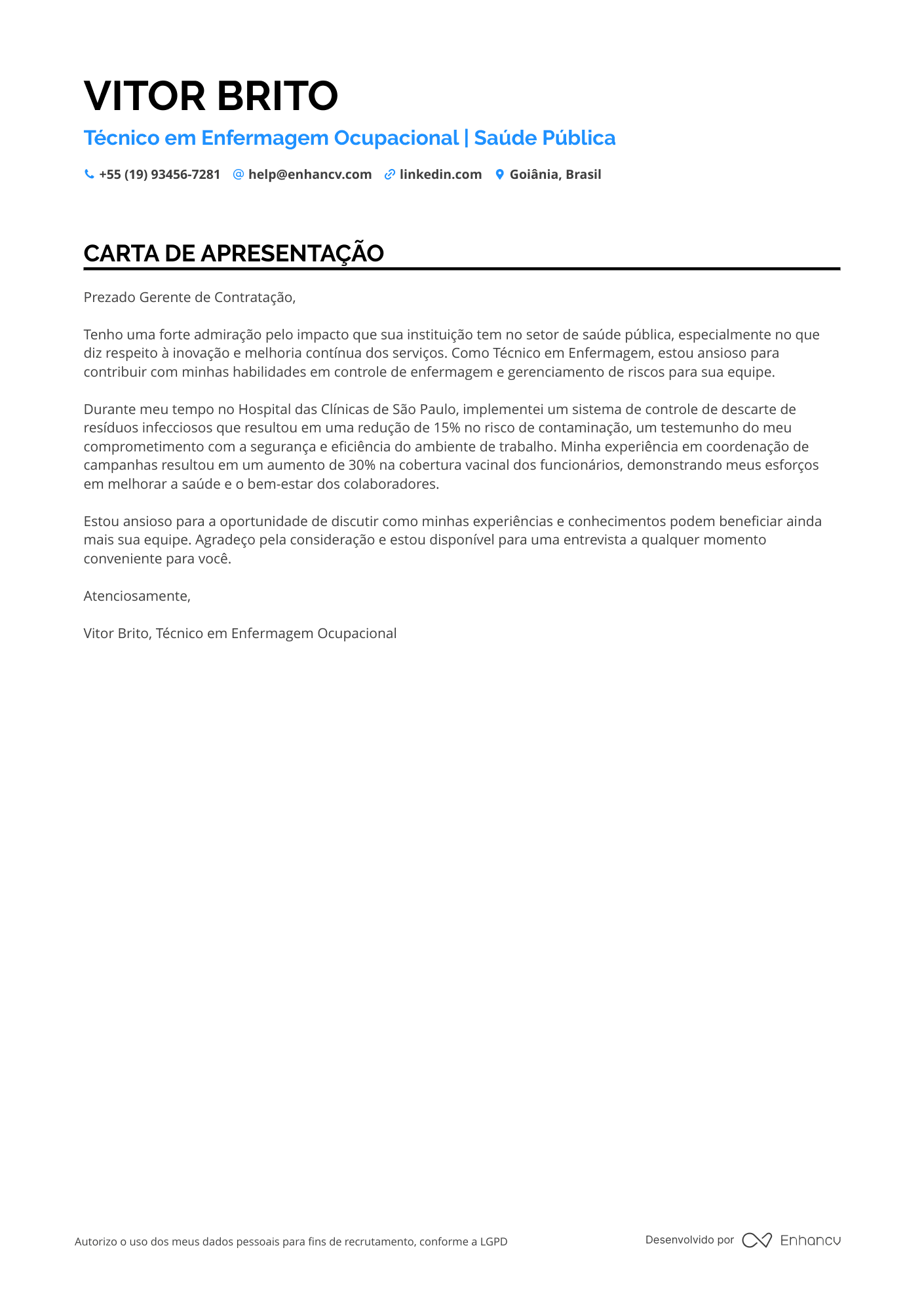Fisioterapeuta de Saúde Ocupacional Resume Example