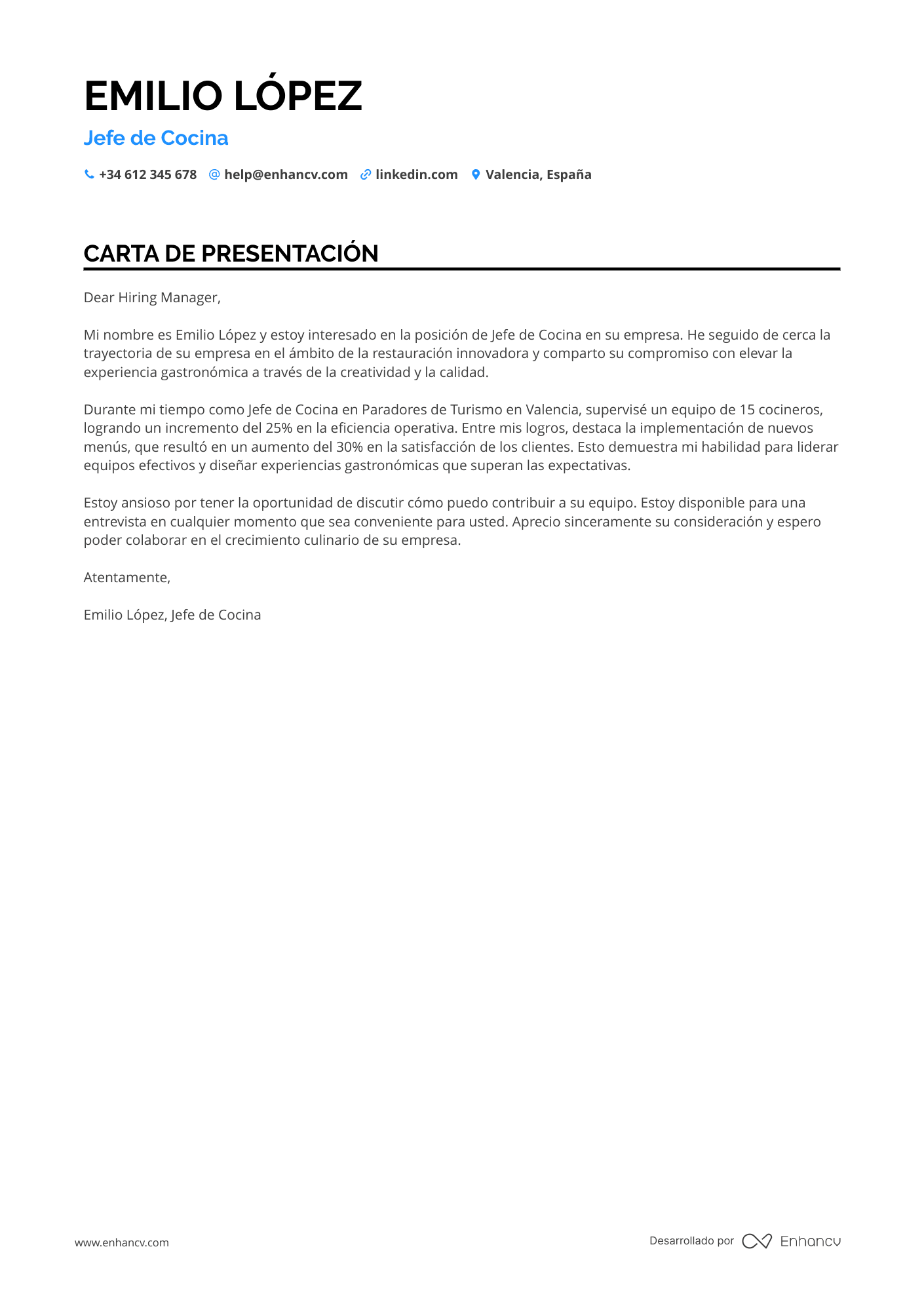 Chef Asistente Resume Example