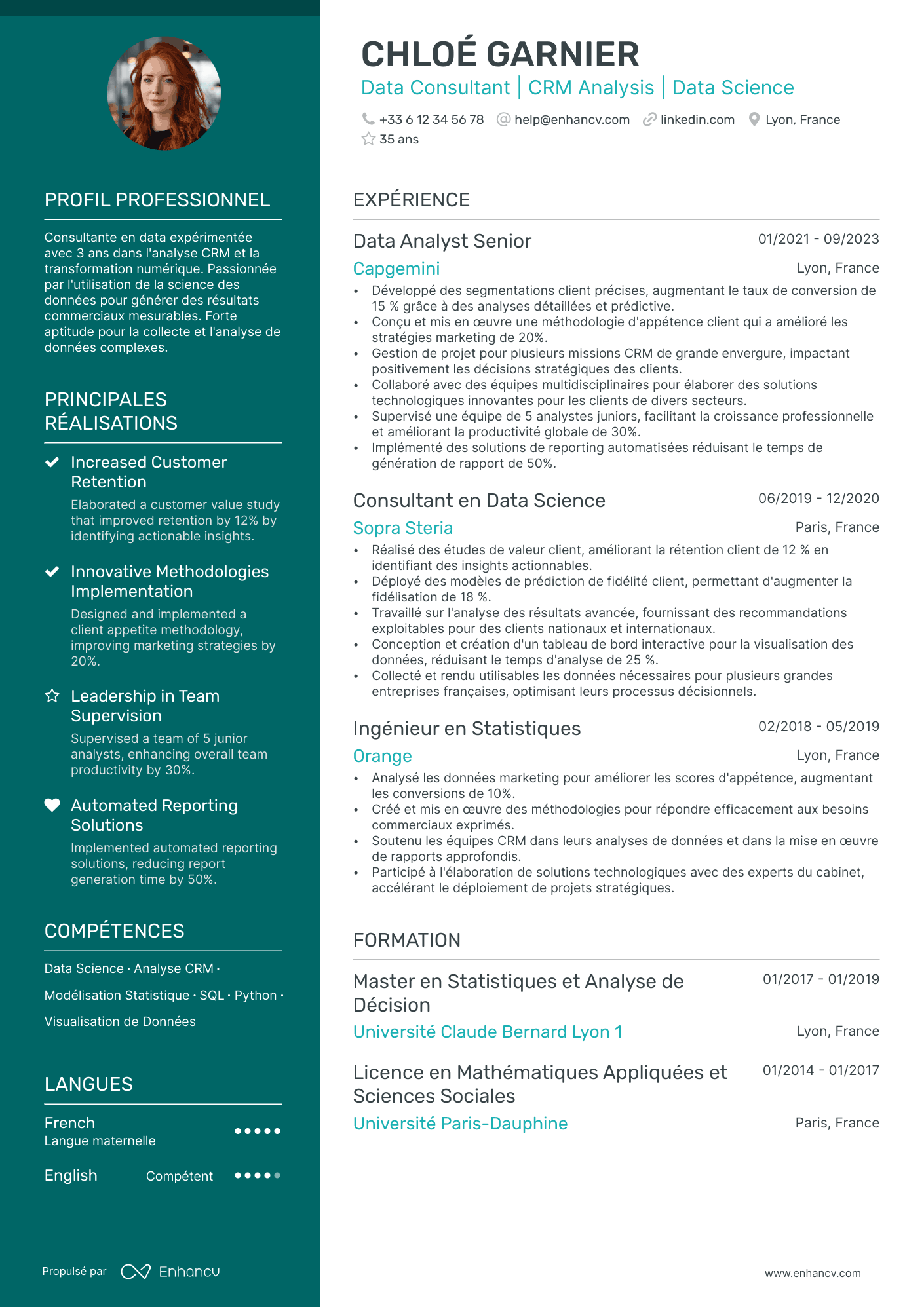 Data Scientist Consultant Resume Example